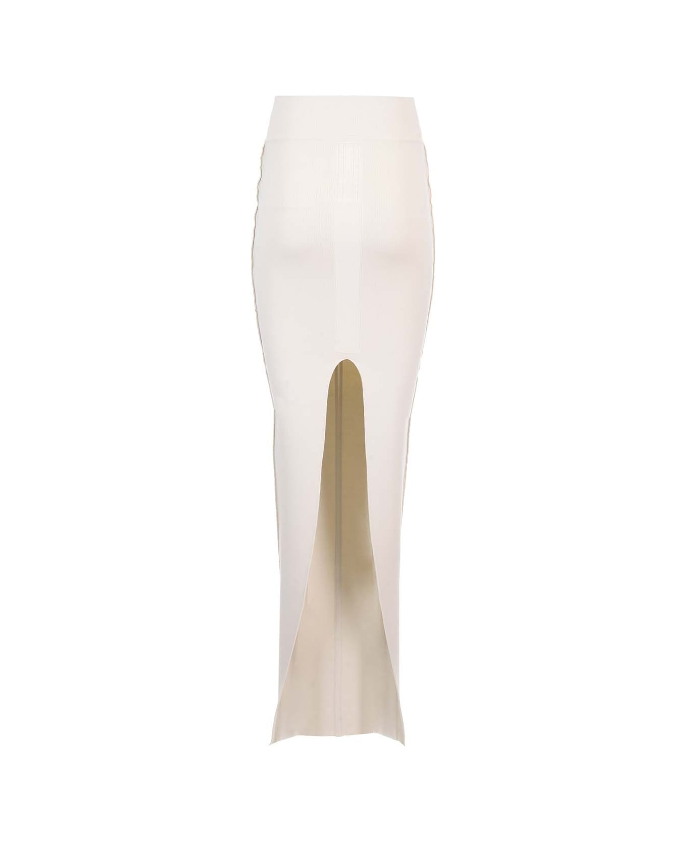 Rick Owens Knit Fitted Long Skirt - Ivory