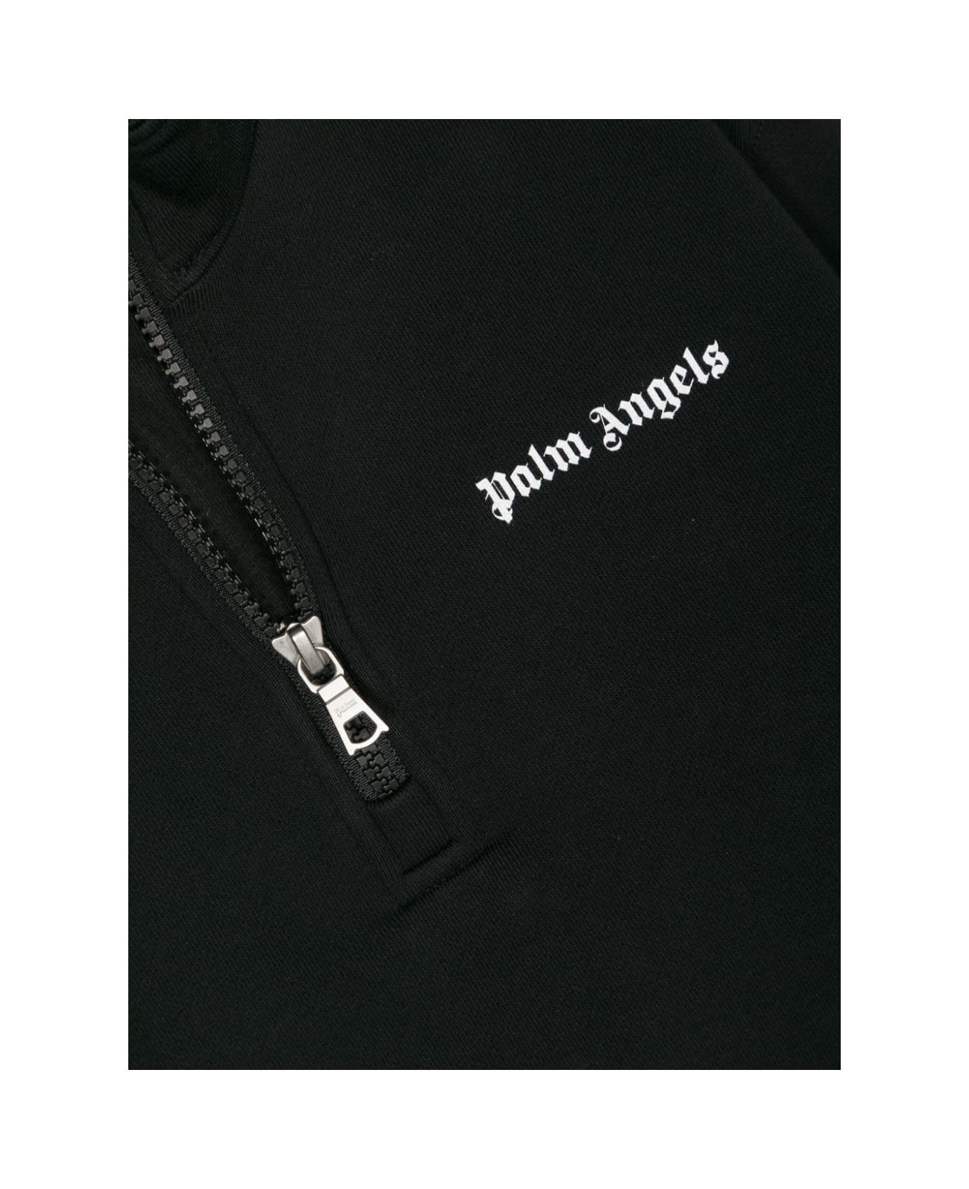 Palm Angels Pa Track Half Zip Crew Neck Sweatshirt - Black White ニットウェア＆スウェットシャツ