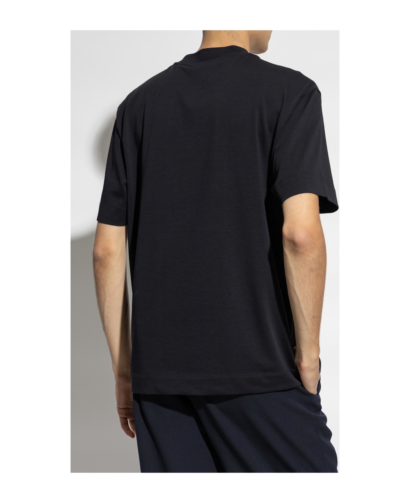 Emporio Armani T-shirt With Embroidered Logo - Blue