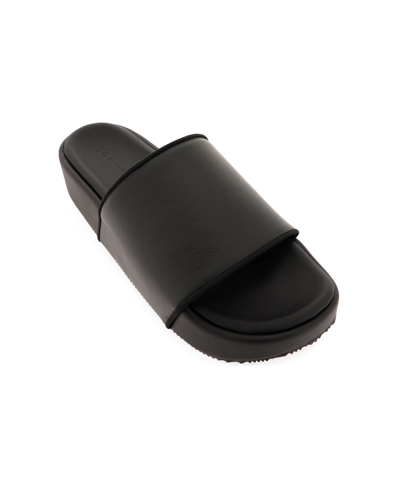 Y-3 Leather Slides - black