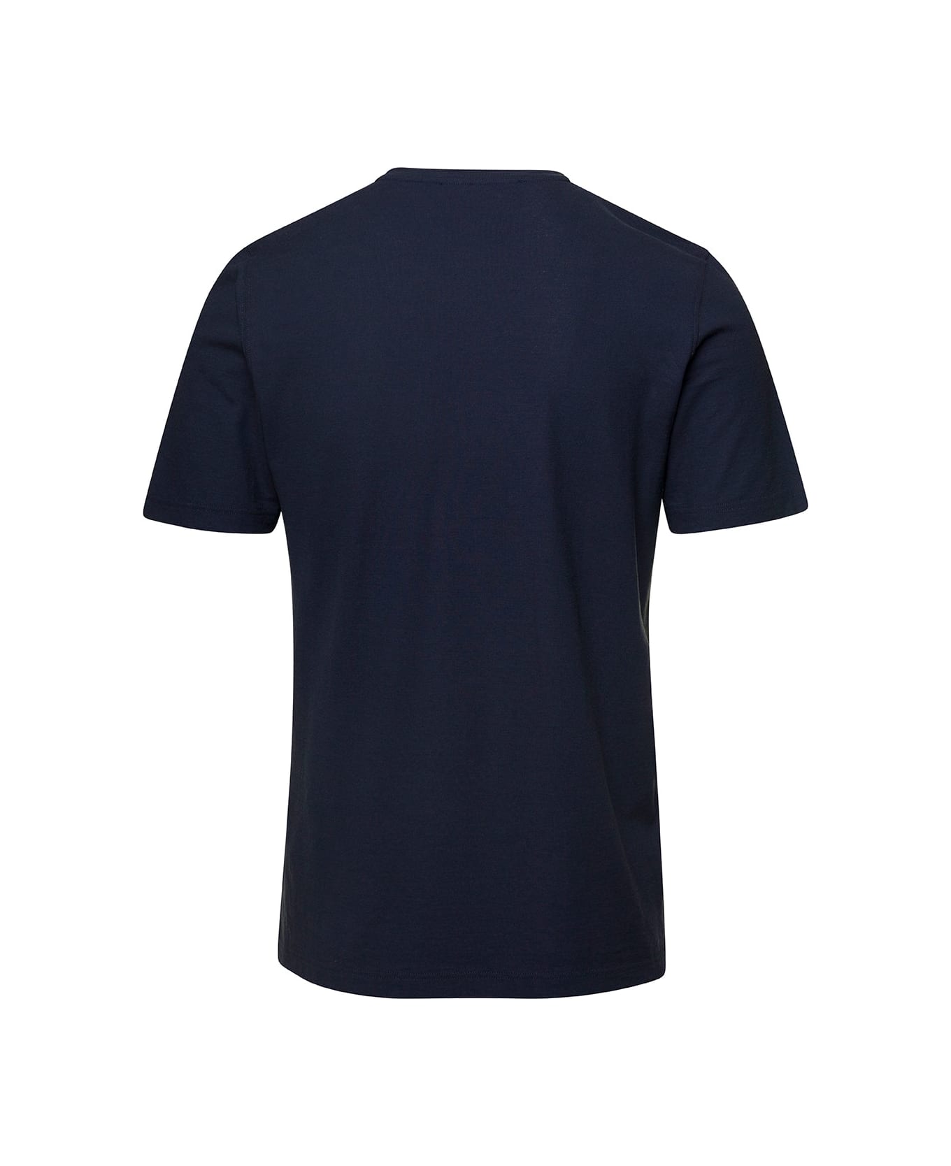 Lardini Blue Crewneck T-shirt With Logo Patch In Cotton Man - Blu