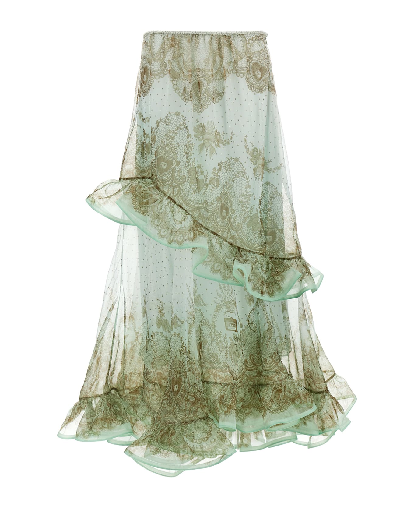 Zimmermann 
crush Flutter Maxi
 Skirt - Green