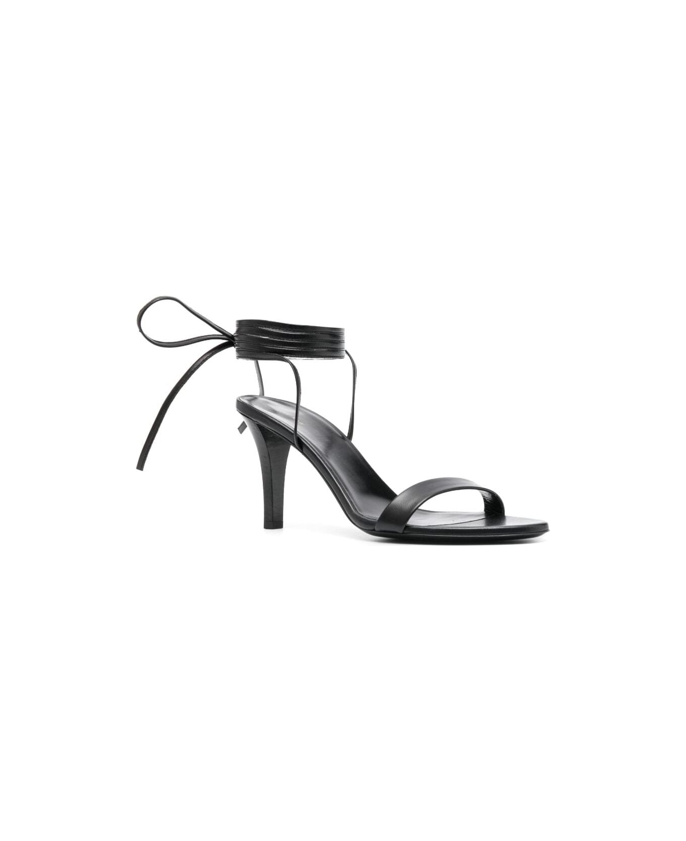 The Row 'maud' Black Sandals With Self-tie Laces In Leather Woman - Black