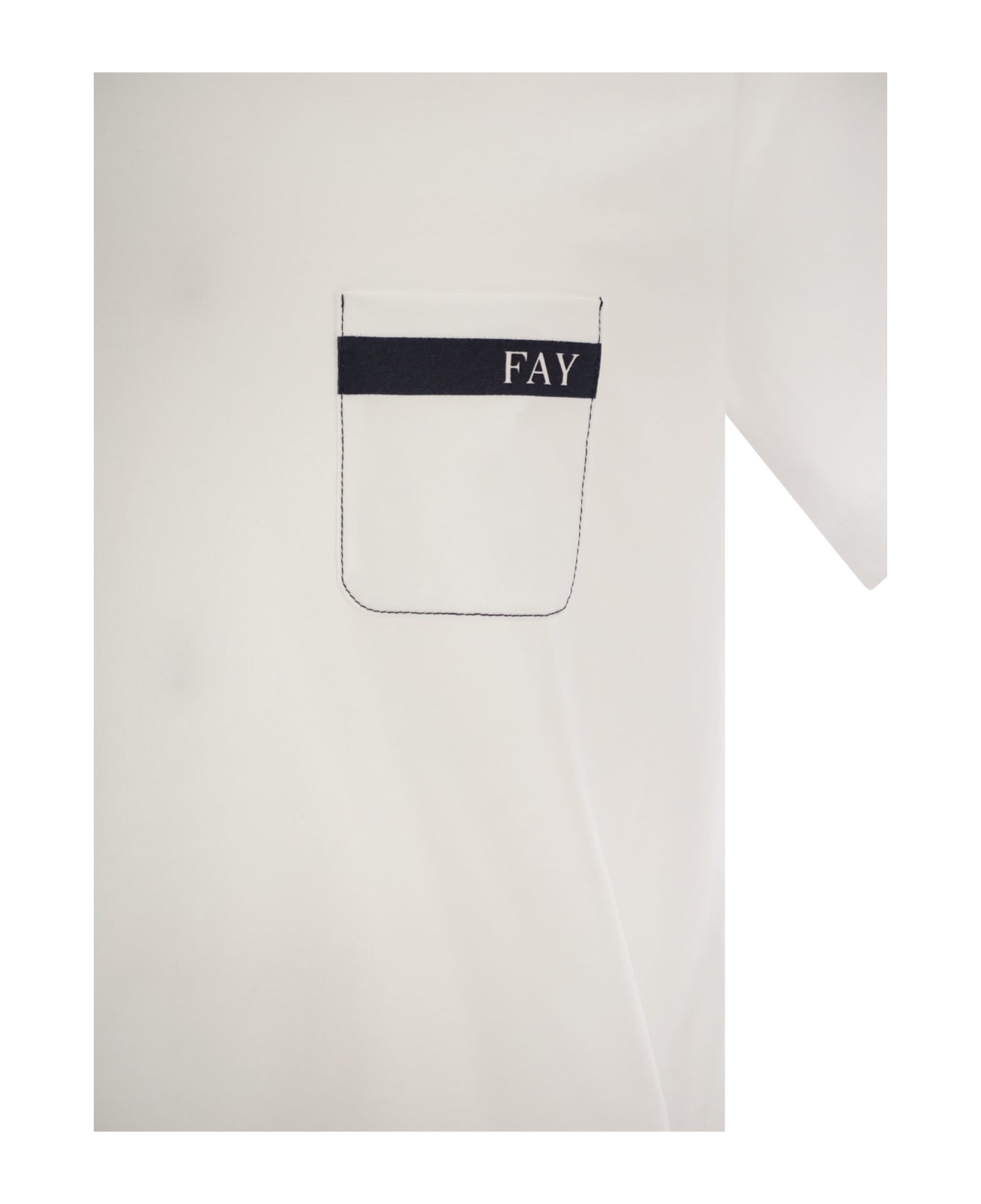 Fay Cotton T-shirt With Pocket - White