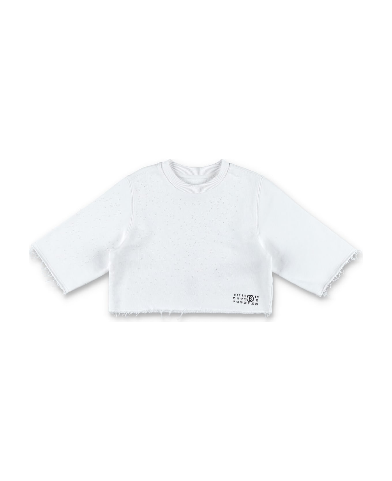 MM6 Maison Margiela Destroyed Effect Sweatshirt - WHITE ニットウェア＆スウェットシャツ
