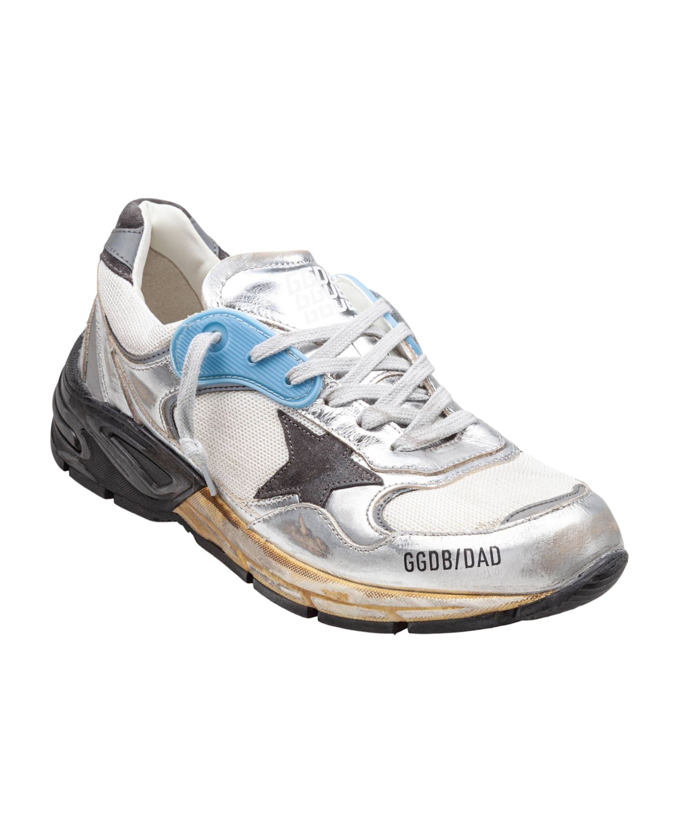 Golden Goose Dad-star Sneakers In Mesh And Laminated Leather Color Grey And Blackrunning - Multi