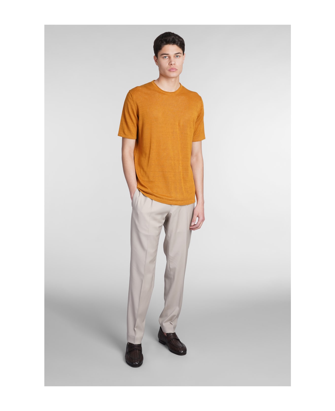 Roberto Collina T-shirt In Orange Linen
