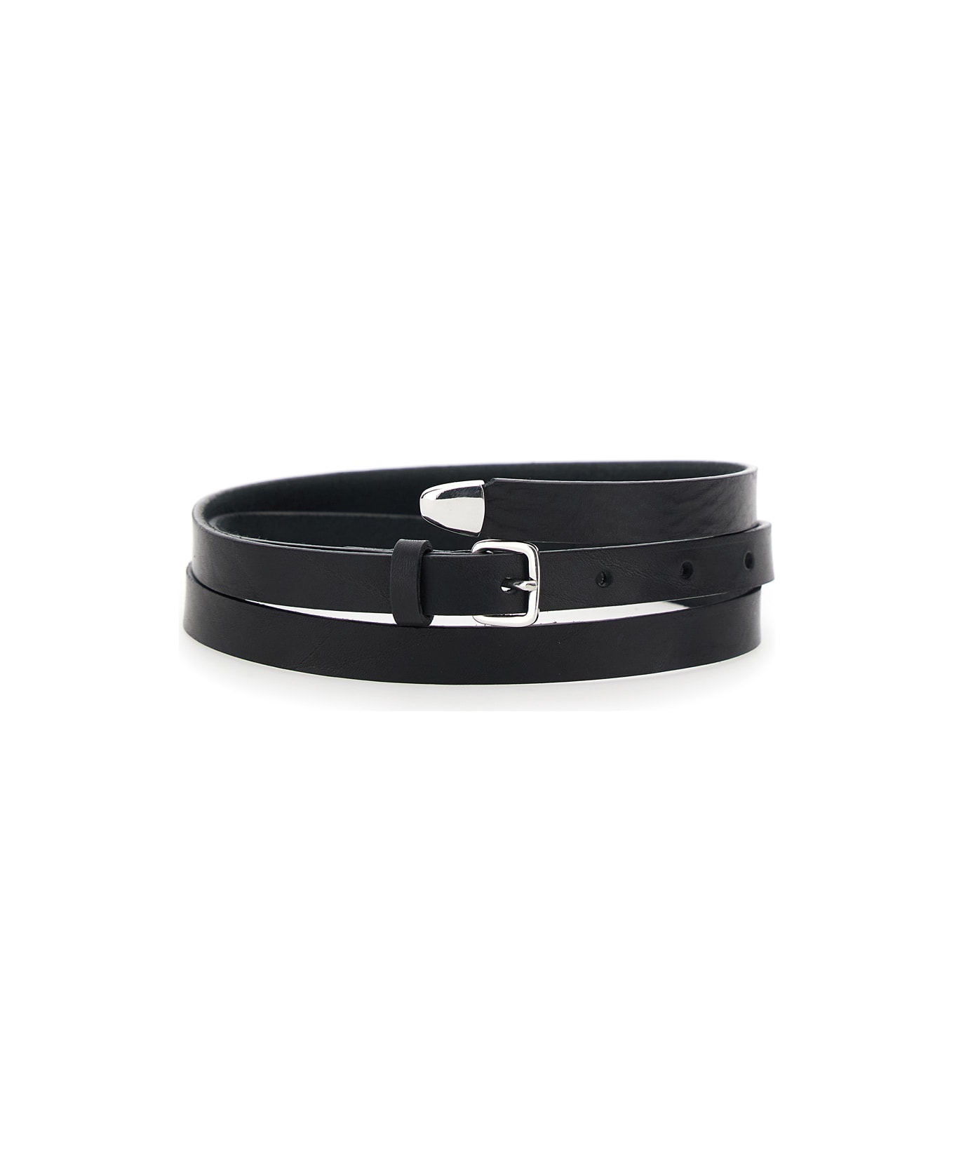 Tela 'rachel' Black Belt With Buckle Closure In Leather Woman - Black