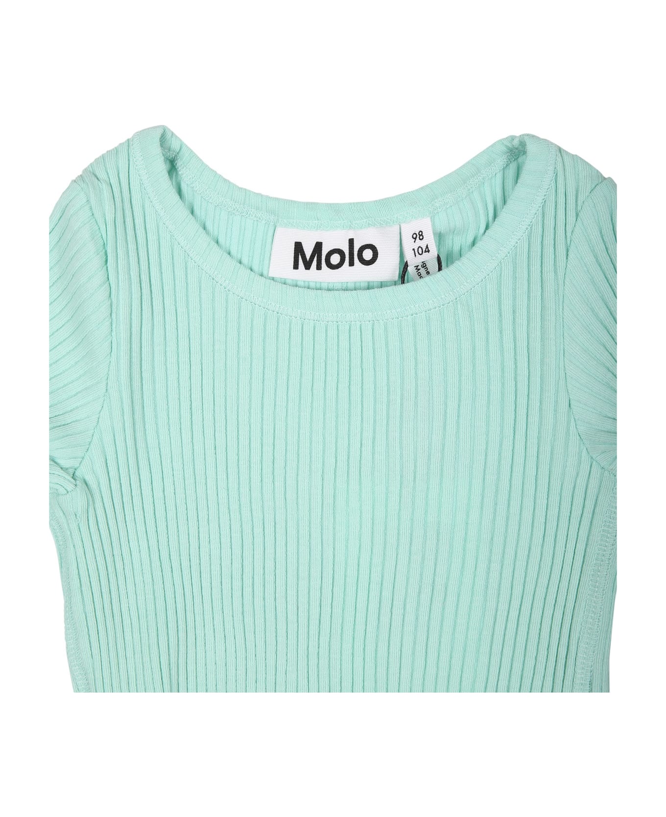 Molo Green T-shirt For Girl With Logo - Light Blue