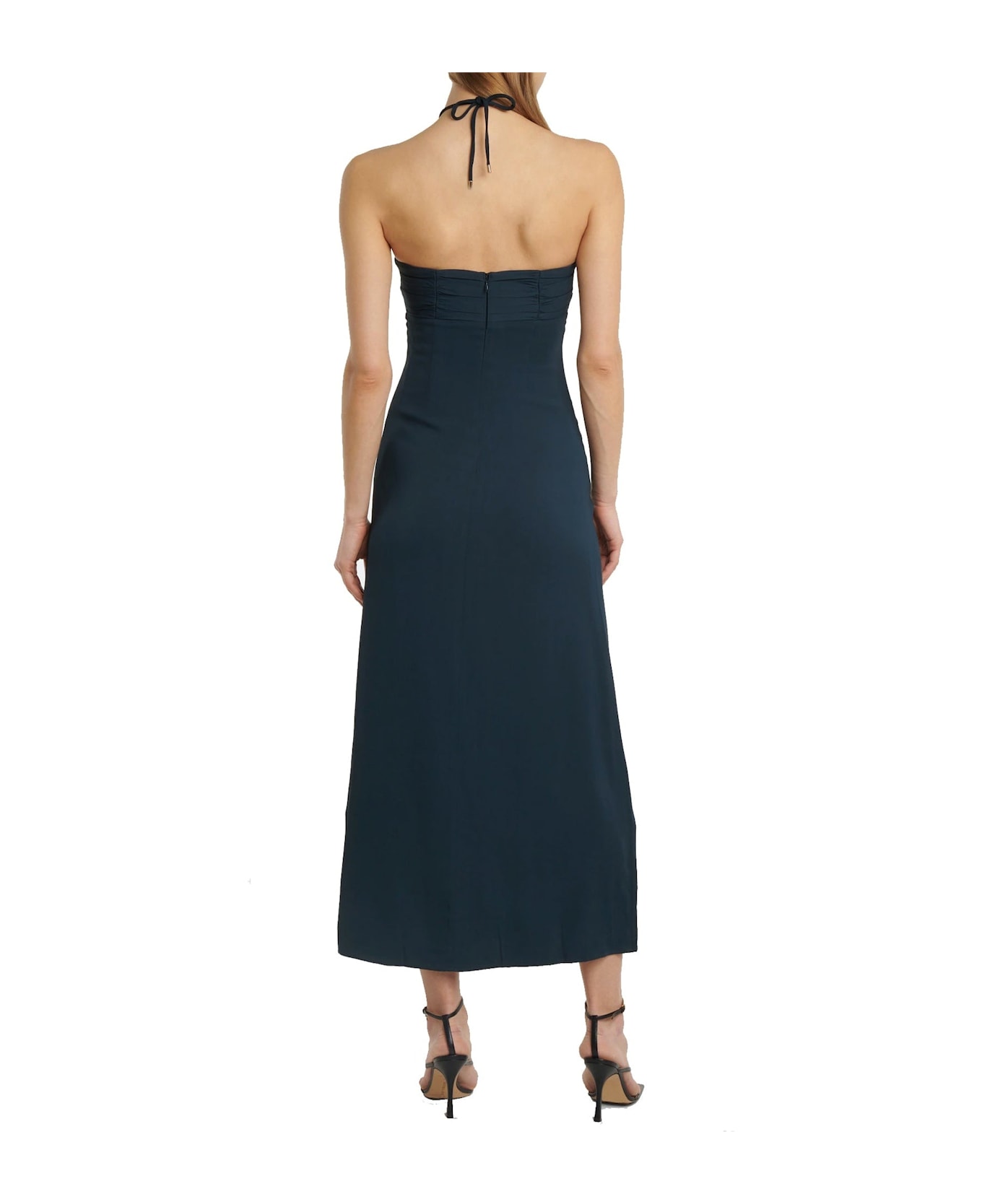 self-portrait Cut-out Ruched Maxi Dress - Gray