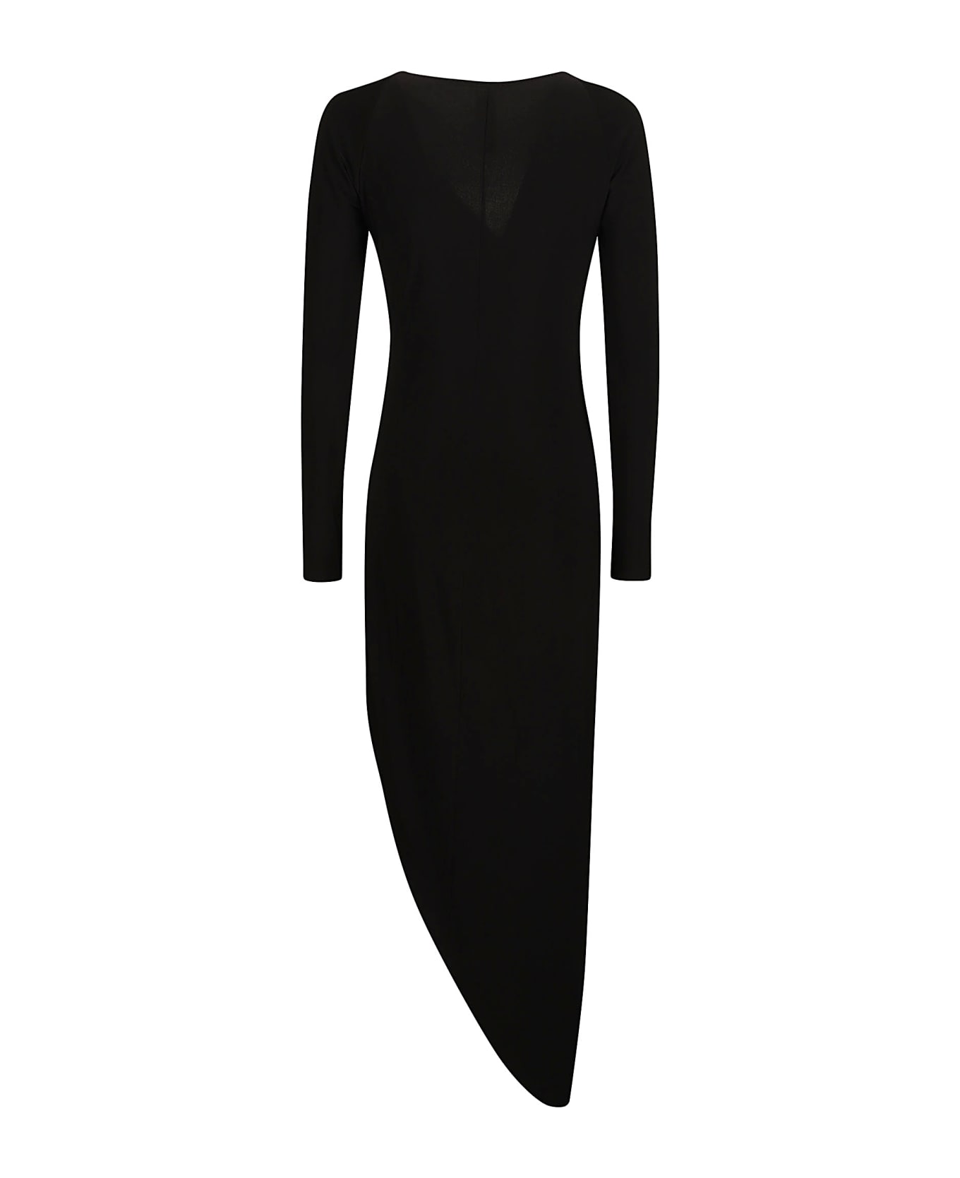 Norma Kamali Long Sleeve Sweetheart Side Drape Dress - Black