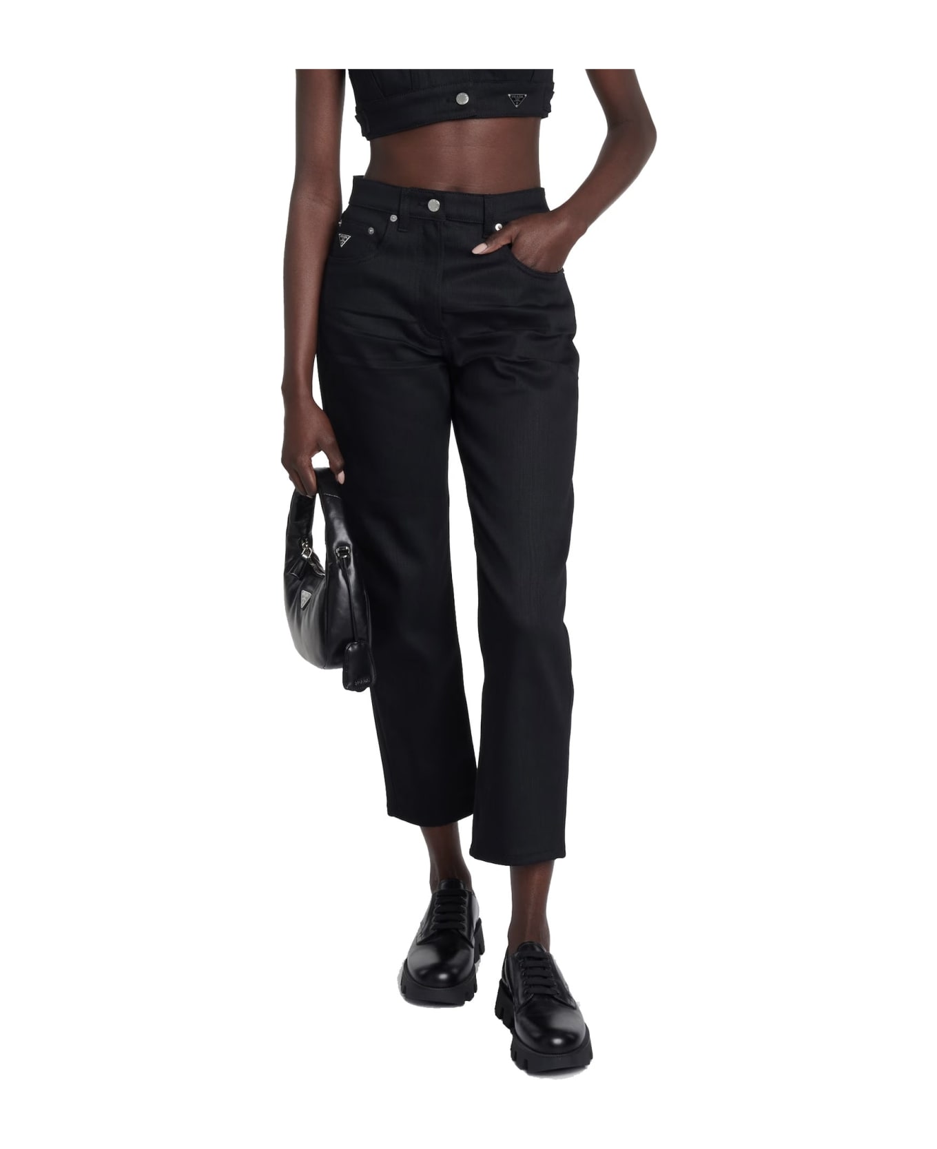 Prada Regular Cropped Jeans - Black