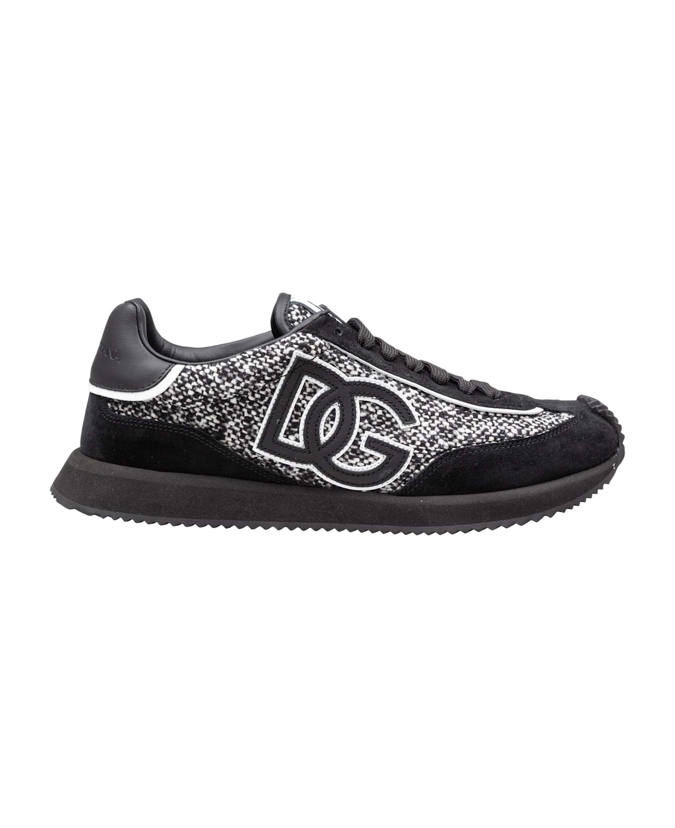 Dolce 
Gabbana Cushion Sneakers In Leather And Fabric, Black And White - Black /White
