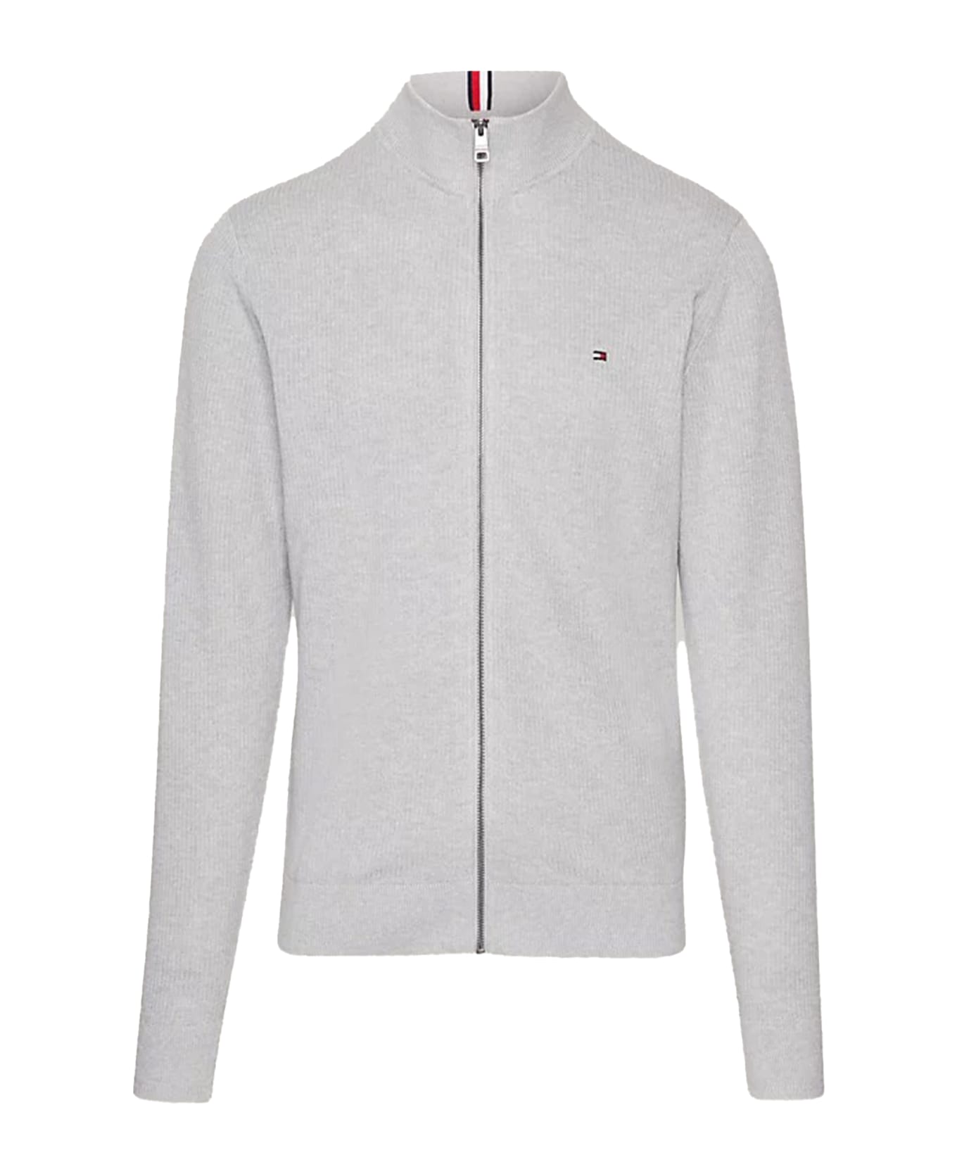 Tommy Hilfiger Textured Cardigan With Full Zip - LIGHT GREY HEATHER