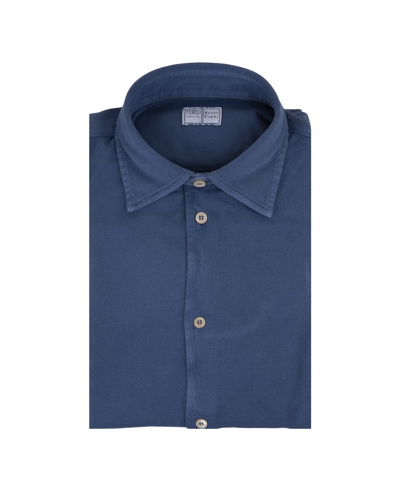 Fedeli Teorema Shirt In Blue Cotton Piqué - Blue