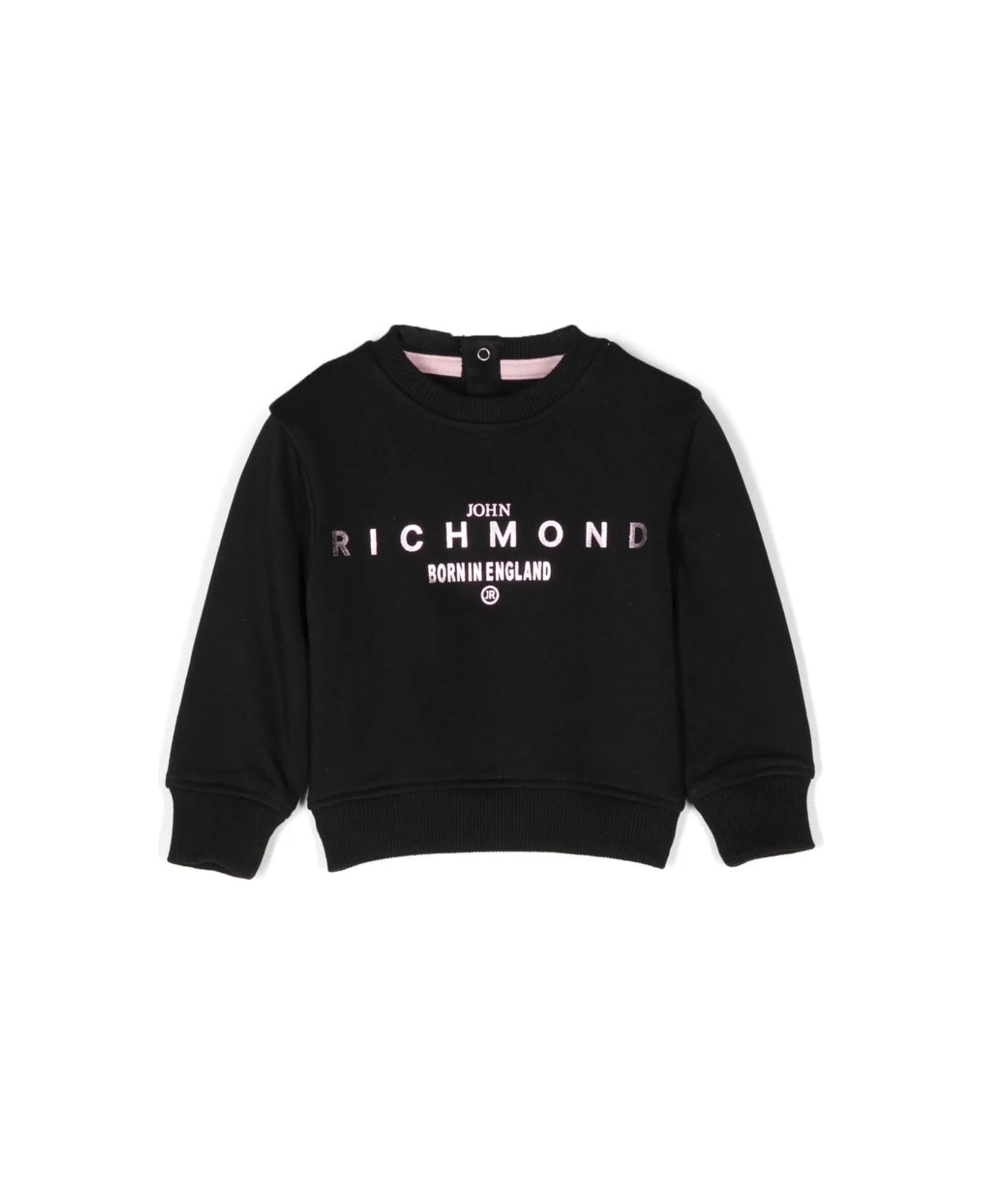 John Richmond Long Sleeve Hoodie With Logo - Nero