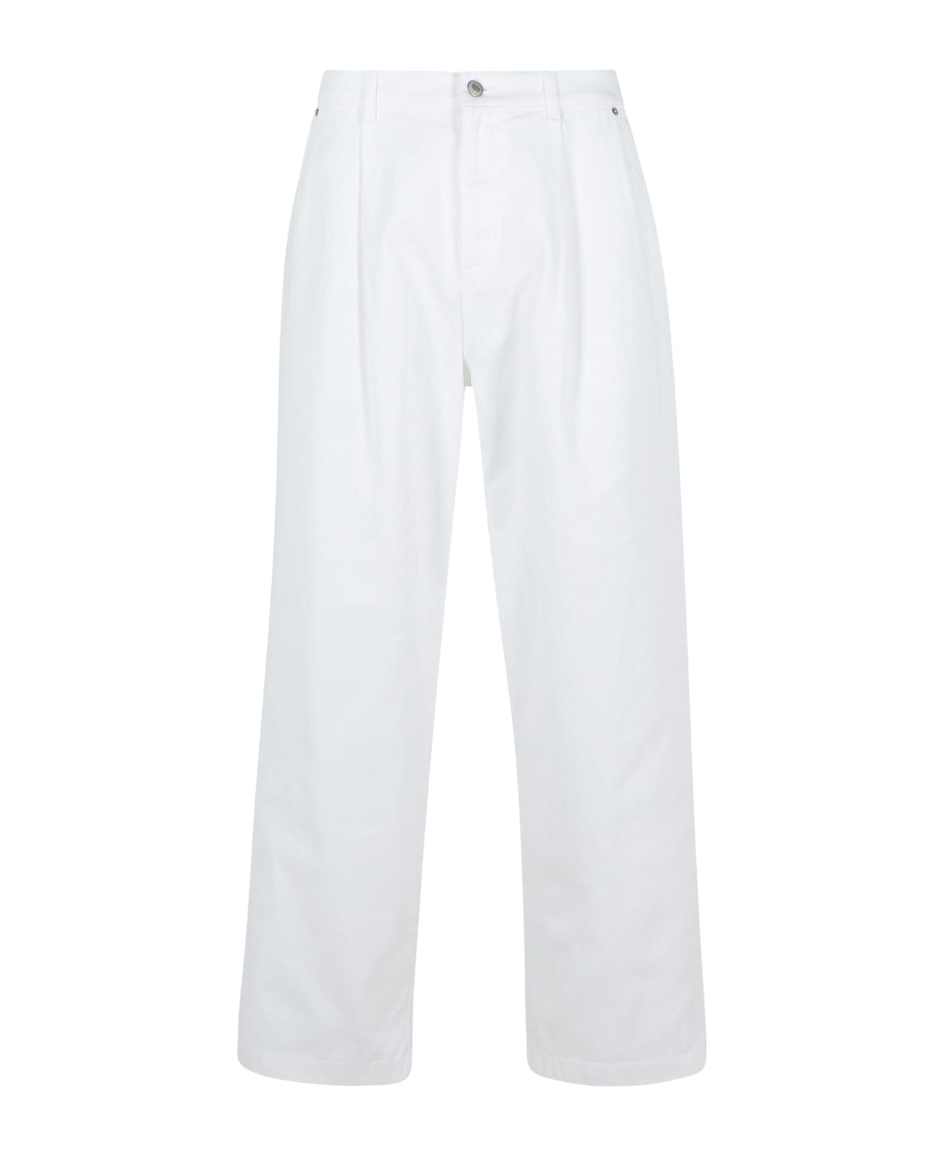 Moschino White Cotton Pants - WHITE