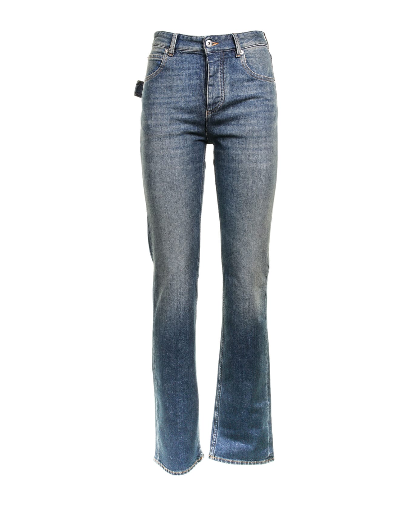 Bottega Veneta Five-pocket Style Jeans With Logo Patch In Cotton Denim - MID BLUE