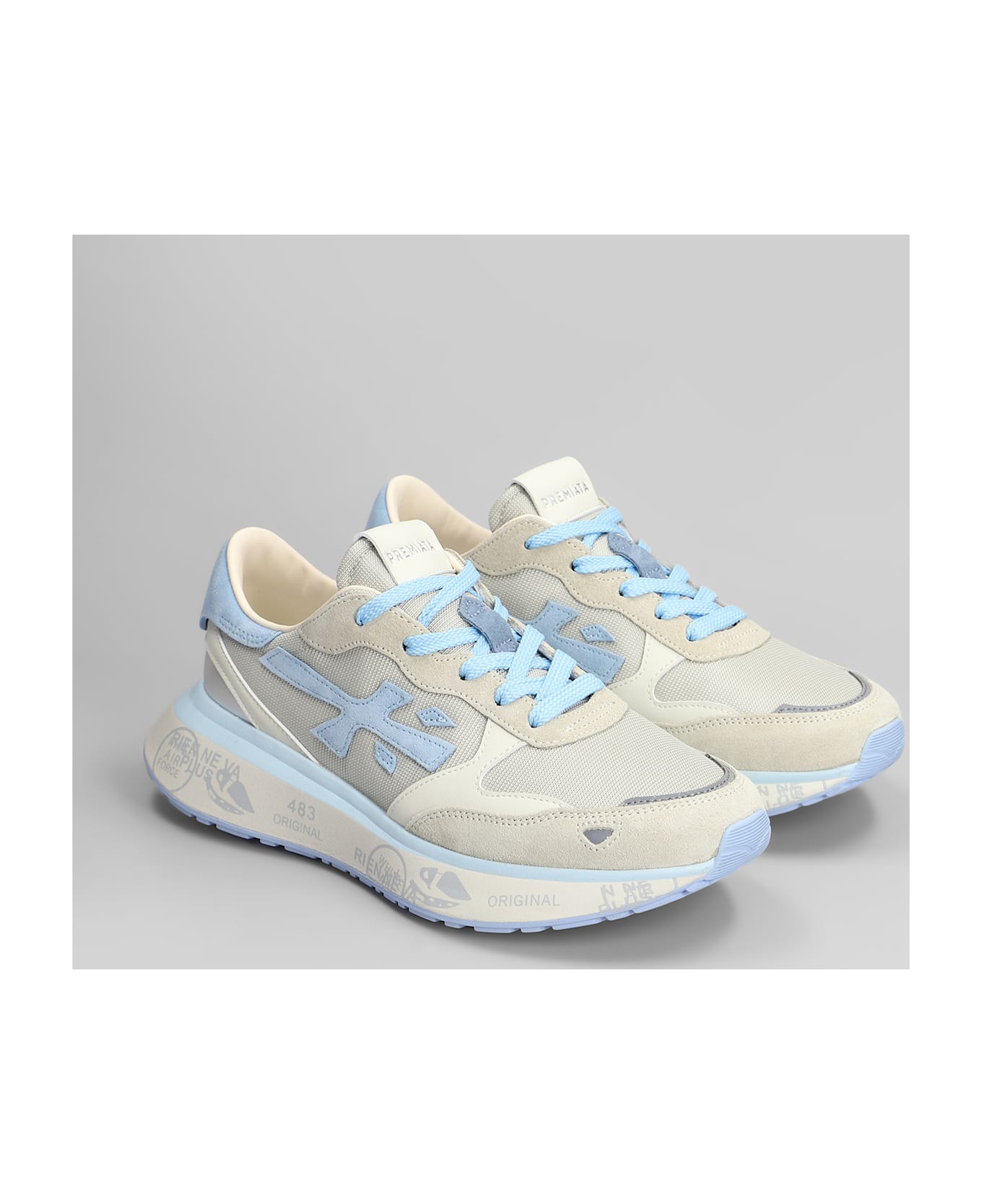 Premiata Lauryn Sneakers In Beige Suede And Fabric - beige