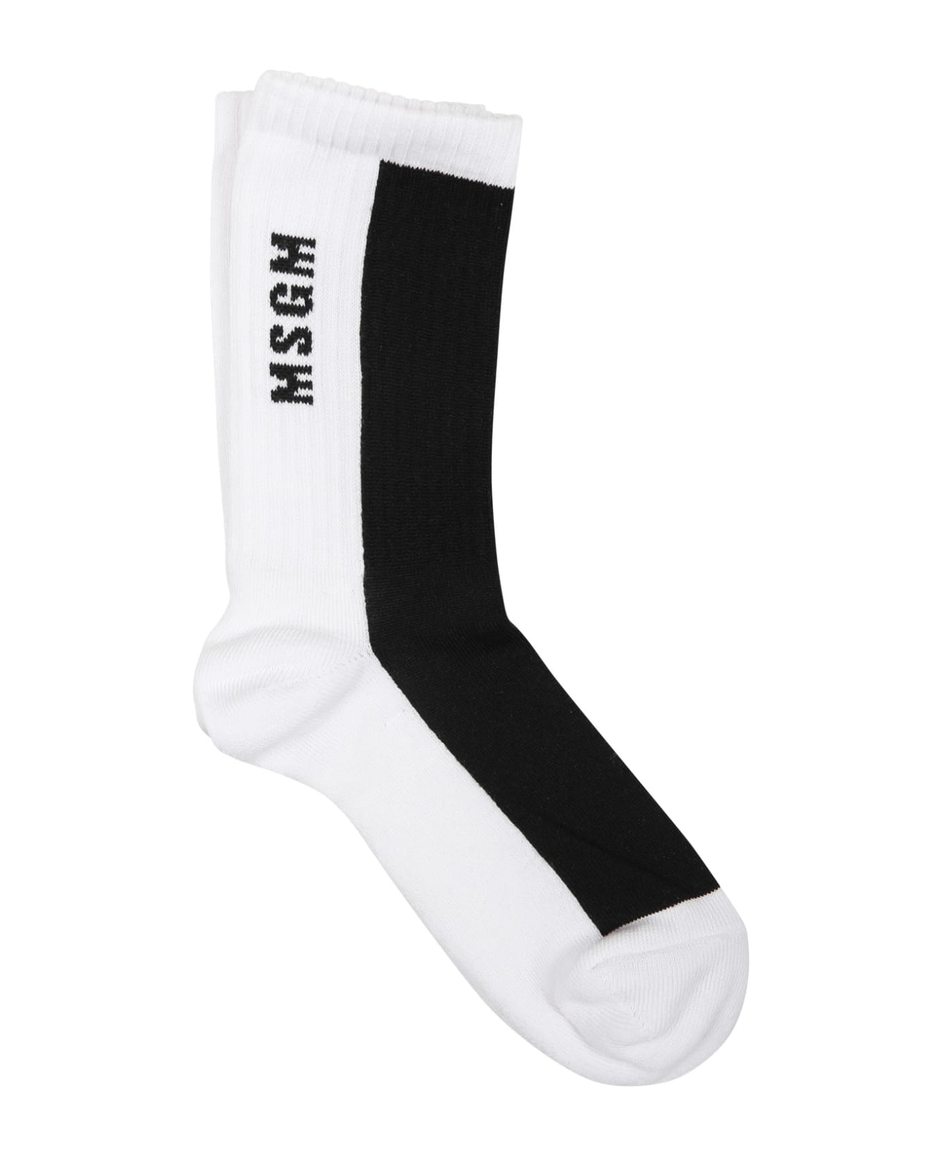 MSGM Black Socks For Girl With Logo - Black アンダーウェア
