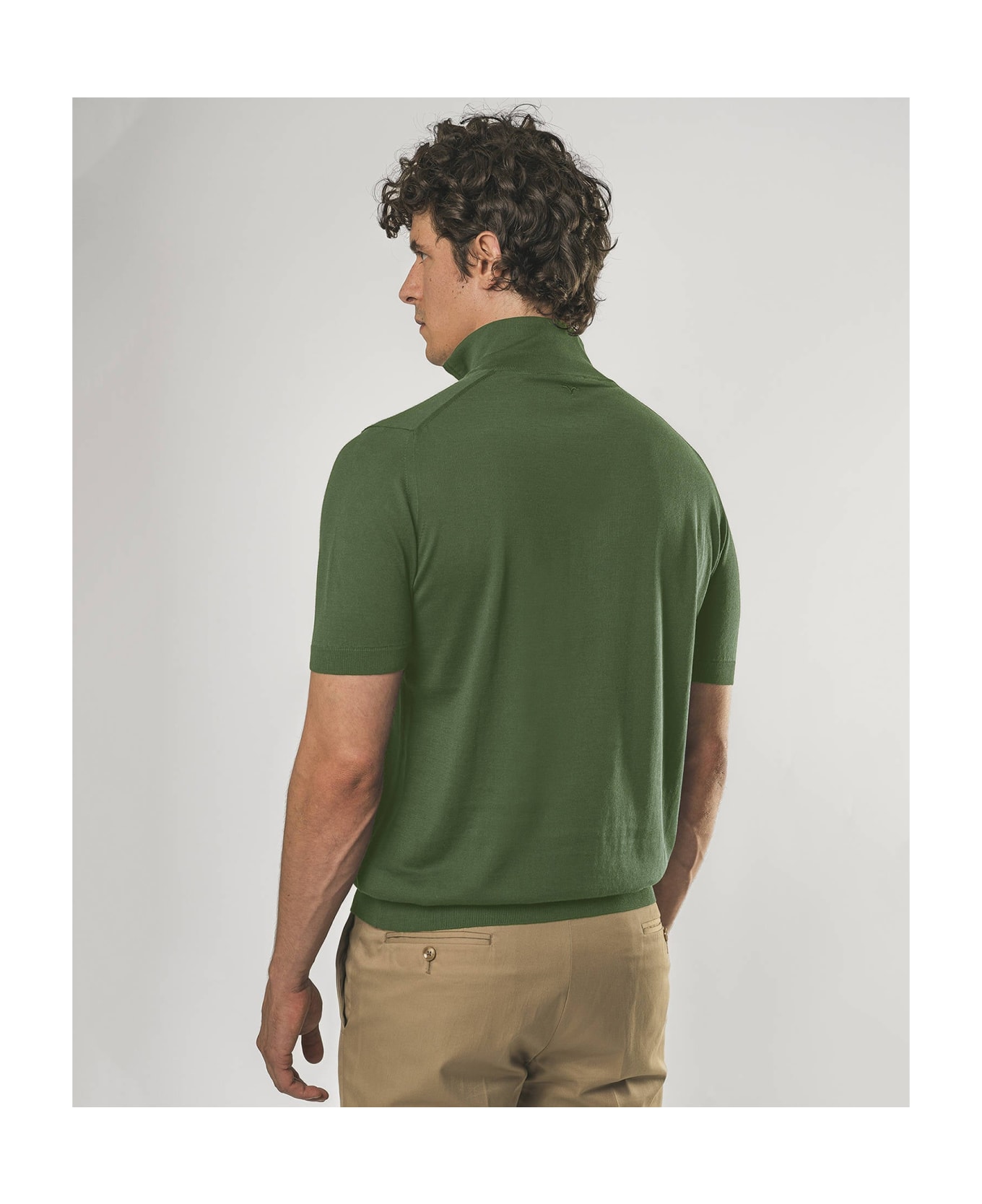 Larusmiani Paul T-shirt With Zip Sweater - Olive
