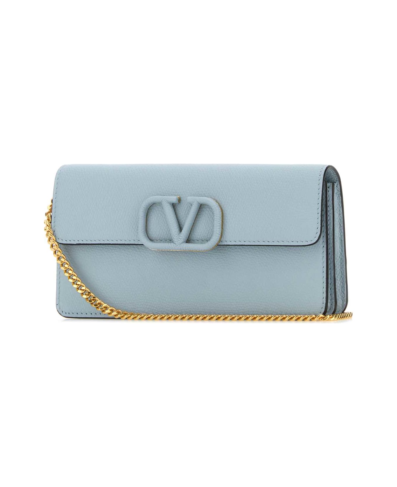 Valentino Garavani Light Blue Leather Clutch - BLUPORCELLANA