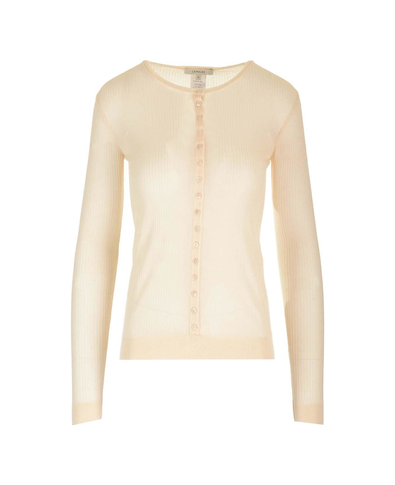Lemaire Long-sleeved Crewneck Ribbed Top - NEUTRALS