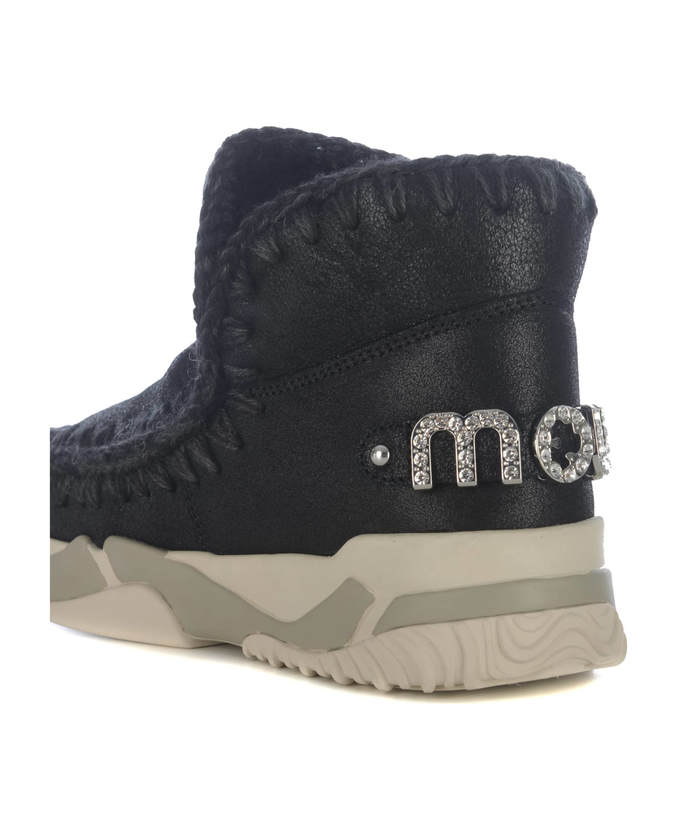 Mou Ankle Boots Mou "trainer Big Logo" Made Of Leather - Nero