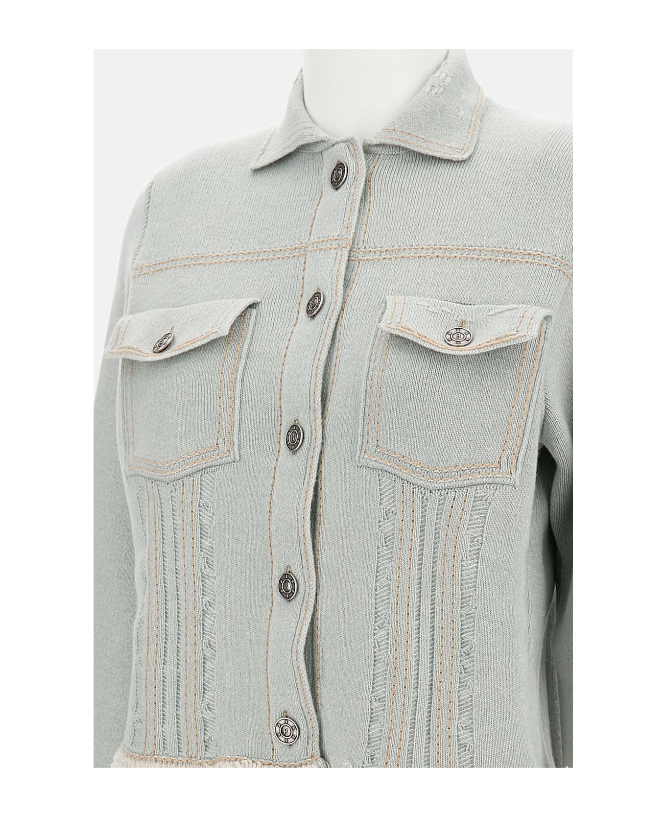 Barrie Pleated Denim Jacket - Clear Blue