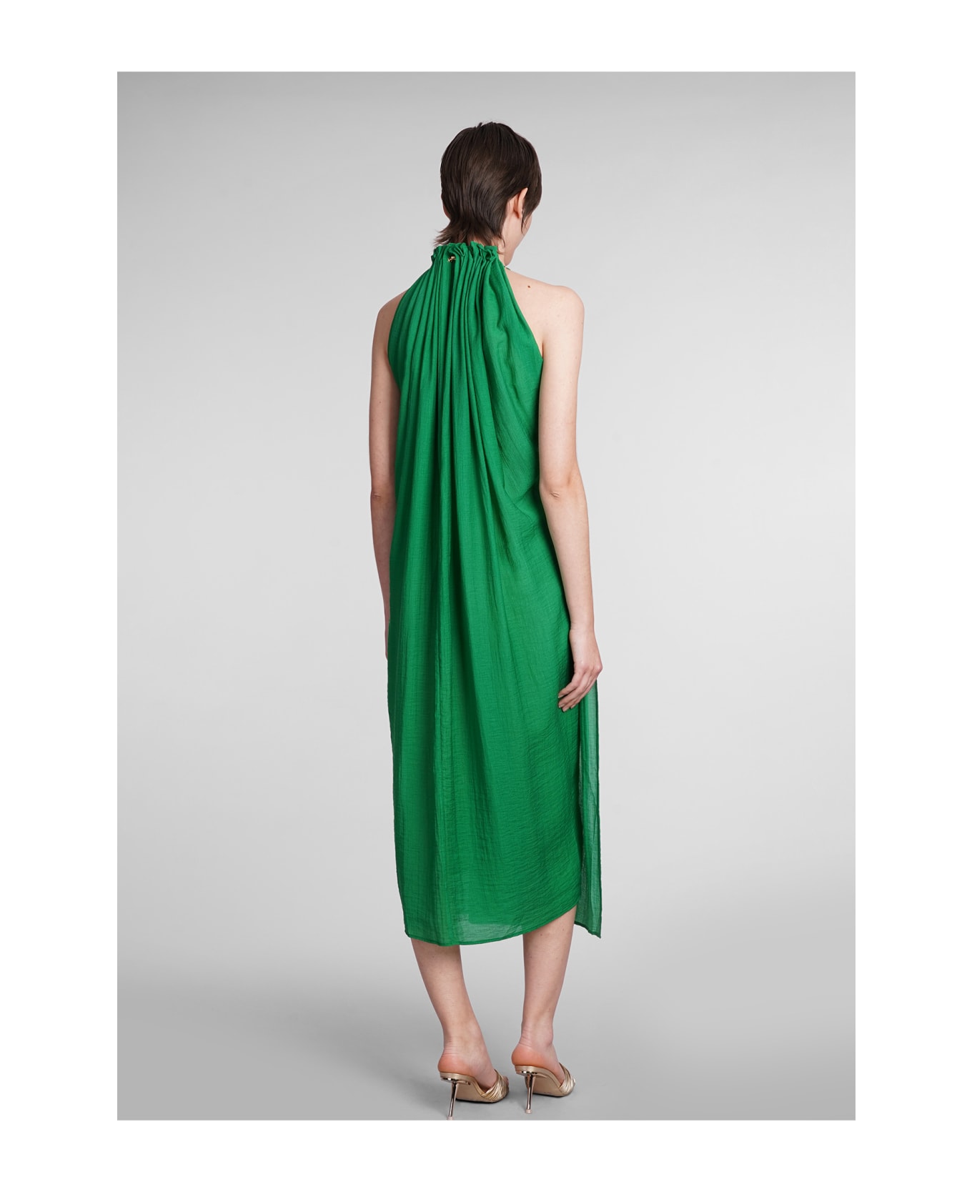 Cult Gaia Ree Dress In Green Wool And Polyester - green