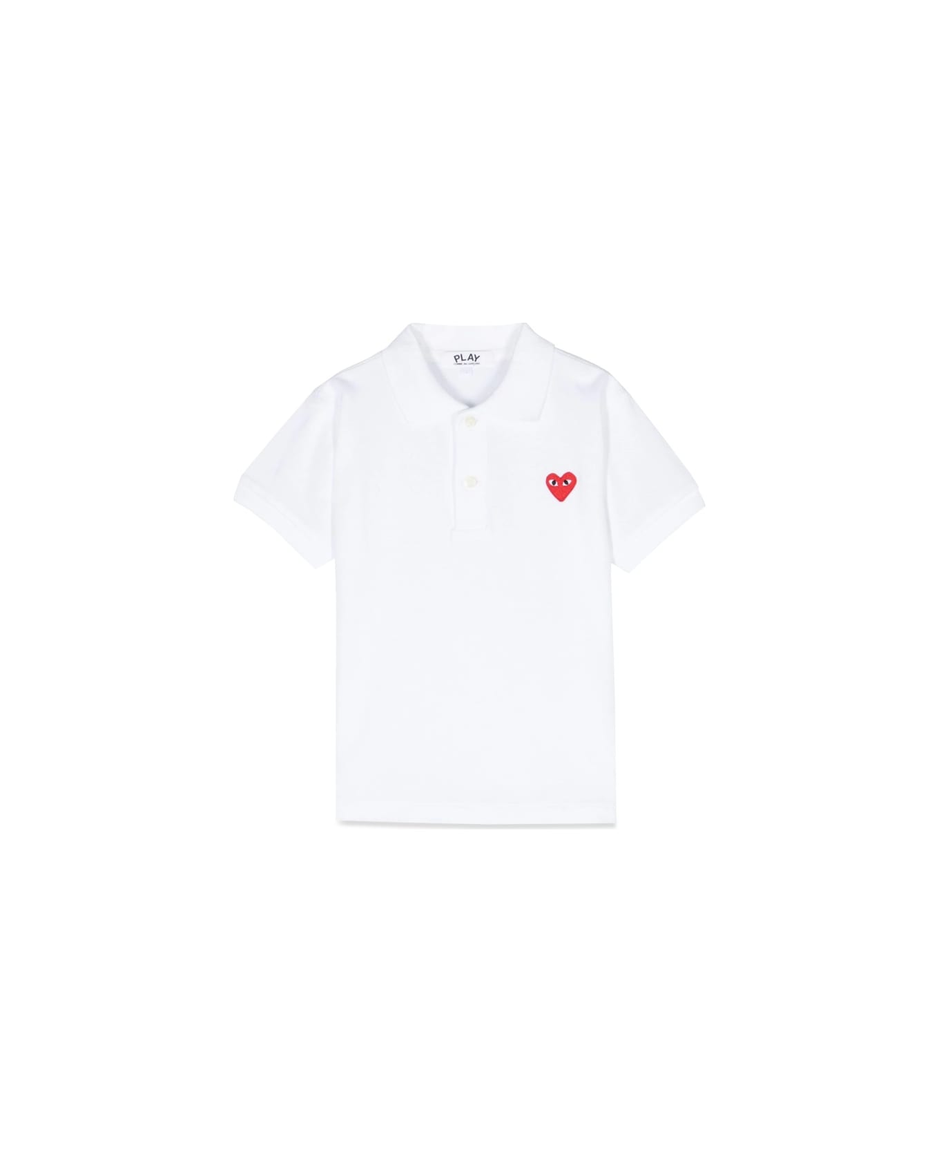 Comme des Garçons Play Red Heart M/c Polo Shirt - WHITE