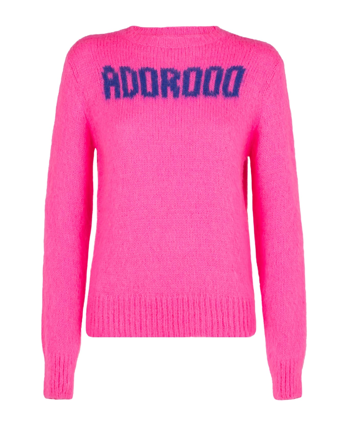 MC2 Saint Barth Woman Fluo Pink Brushed Sweater With Adoro Print - PINK