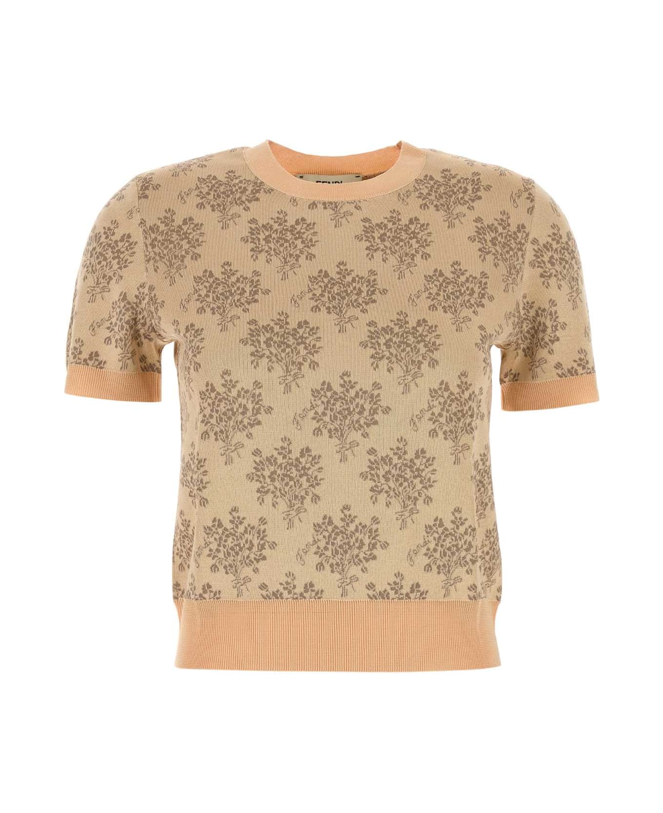 Fendi Embroidered Viscose Sweater - PEACH