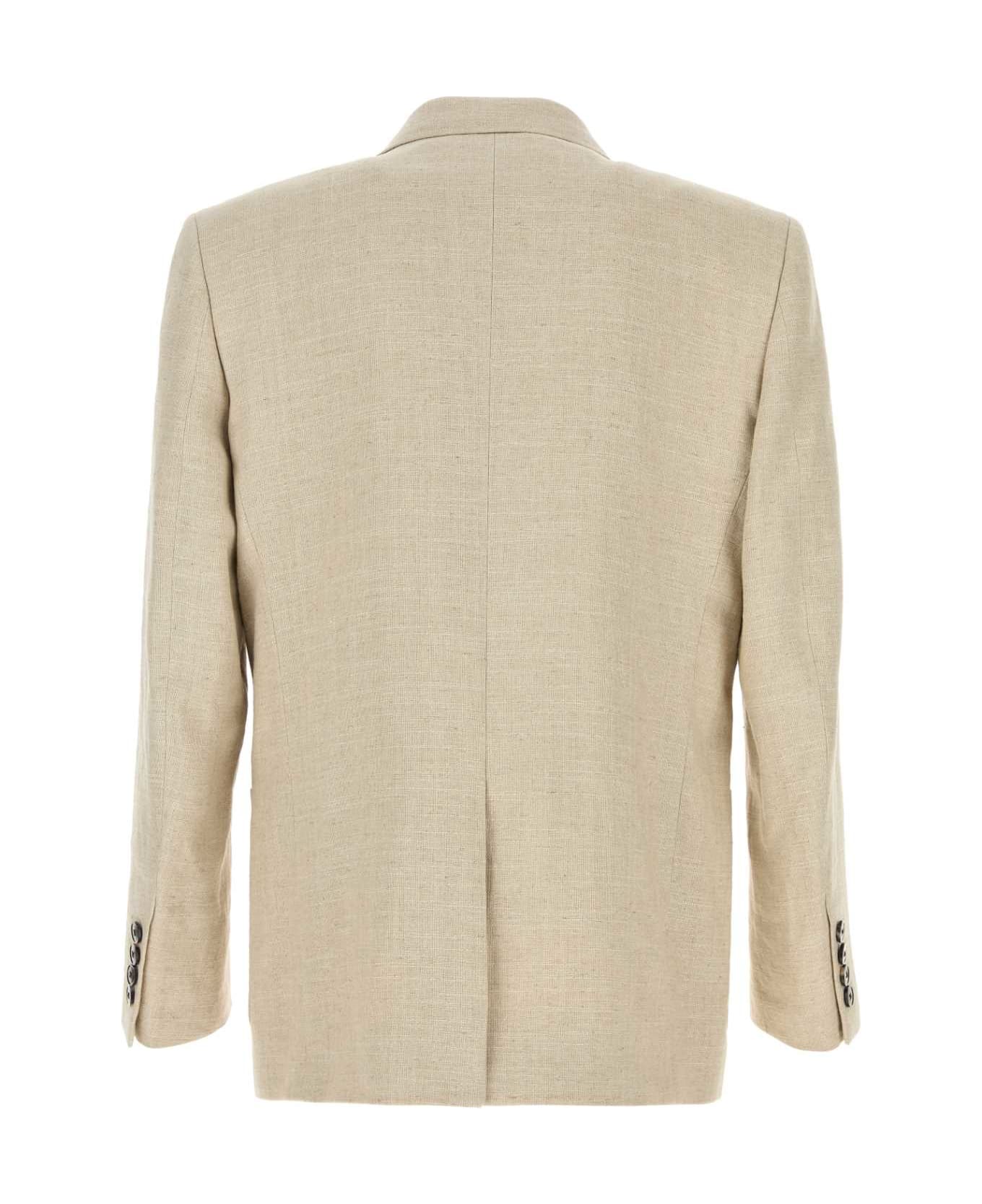 Valentino Garavani Beige Linen Blend Blazer - NATURALE