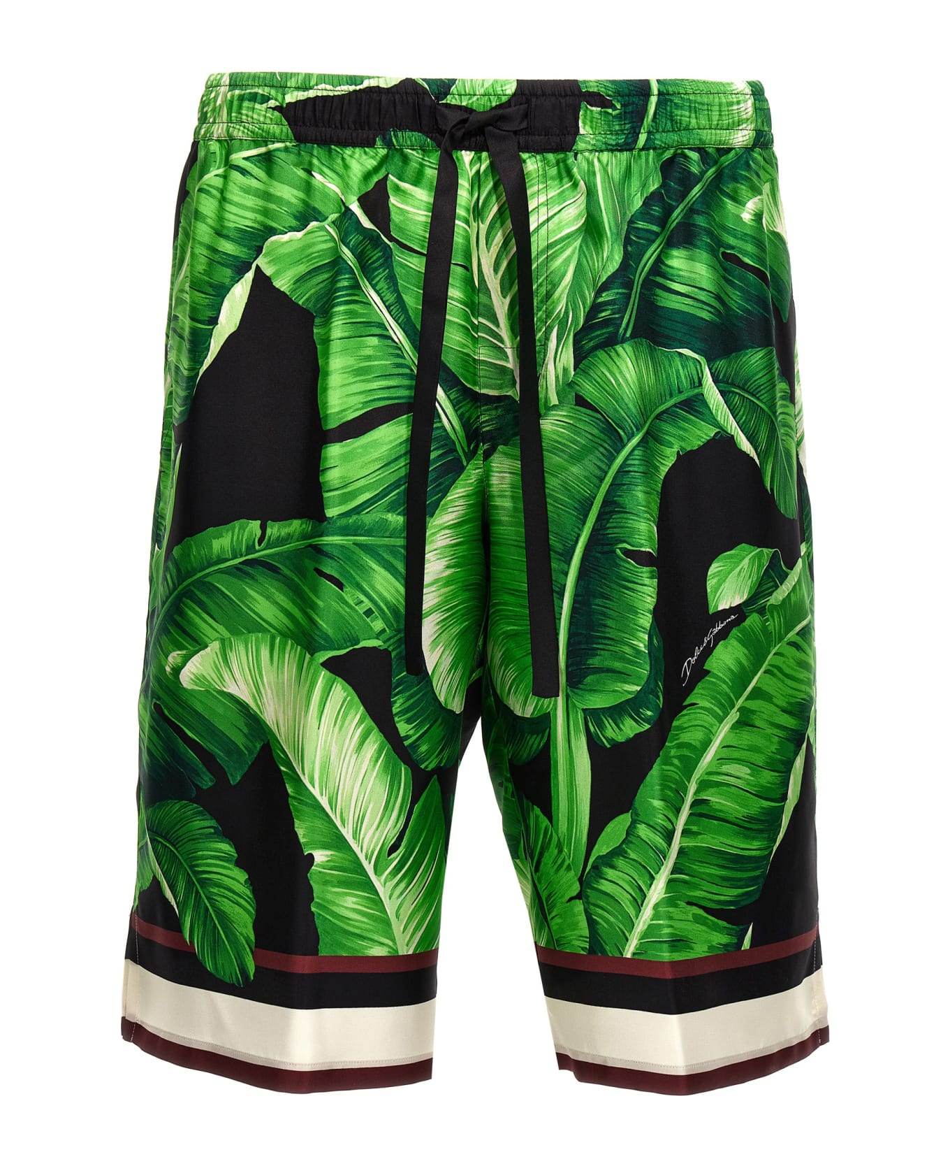 Dolce & Gabbana Bermuda Shorts With All-over Leaf Print - Green ショートパンツ