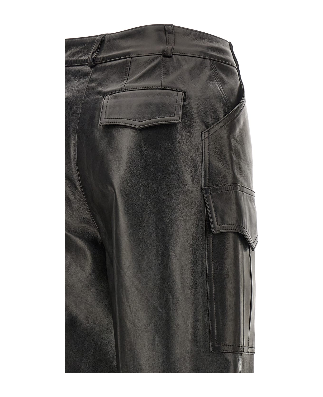 Ermanno Scervino Leather Cargo Pants - Black