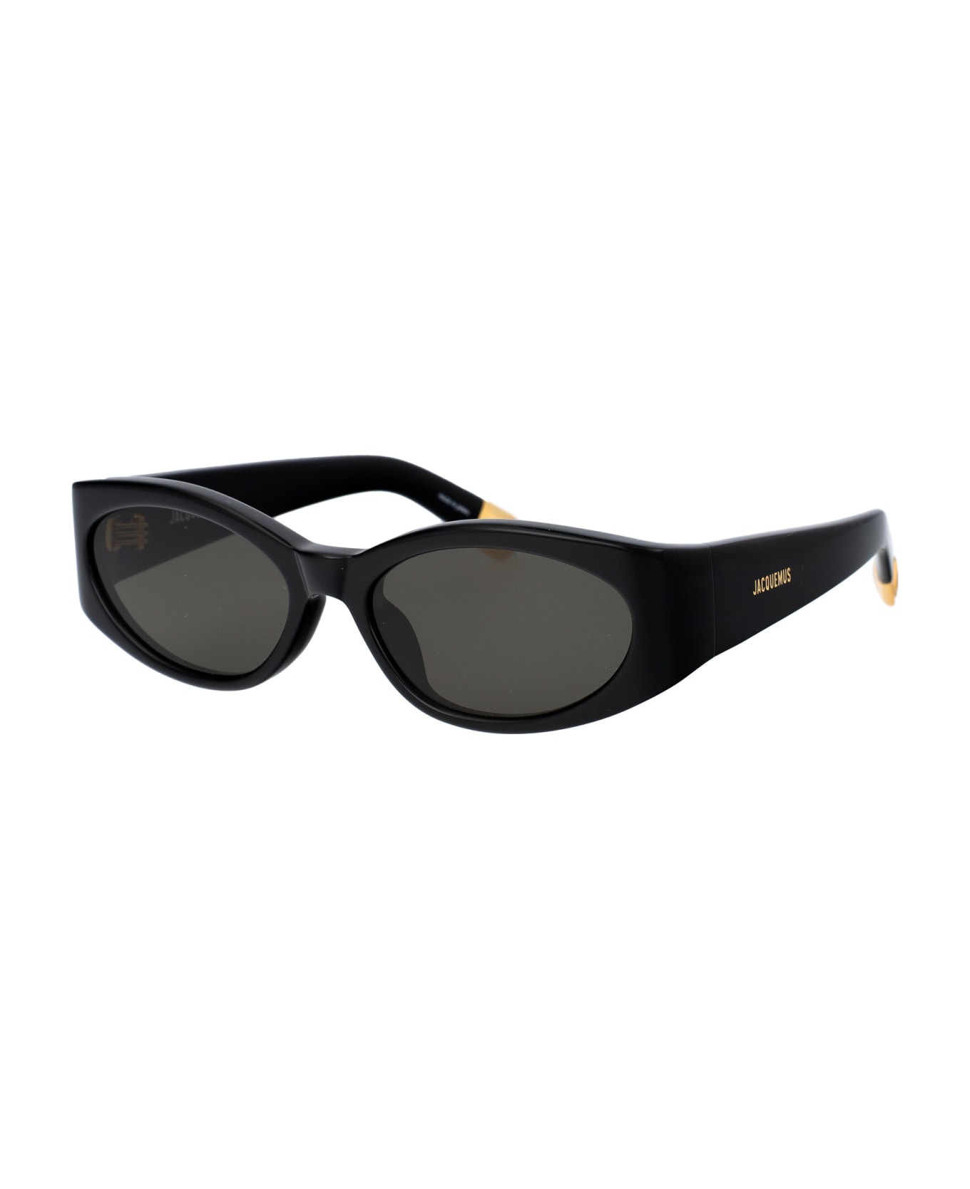 Jacquemus Ovalo Sunglasses - 01 BLACK/ YELLOW GOLD/ GREY