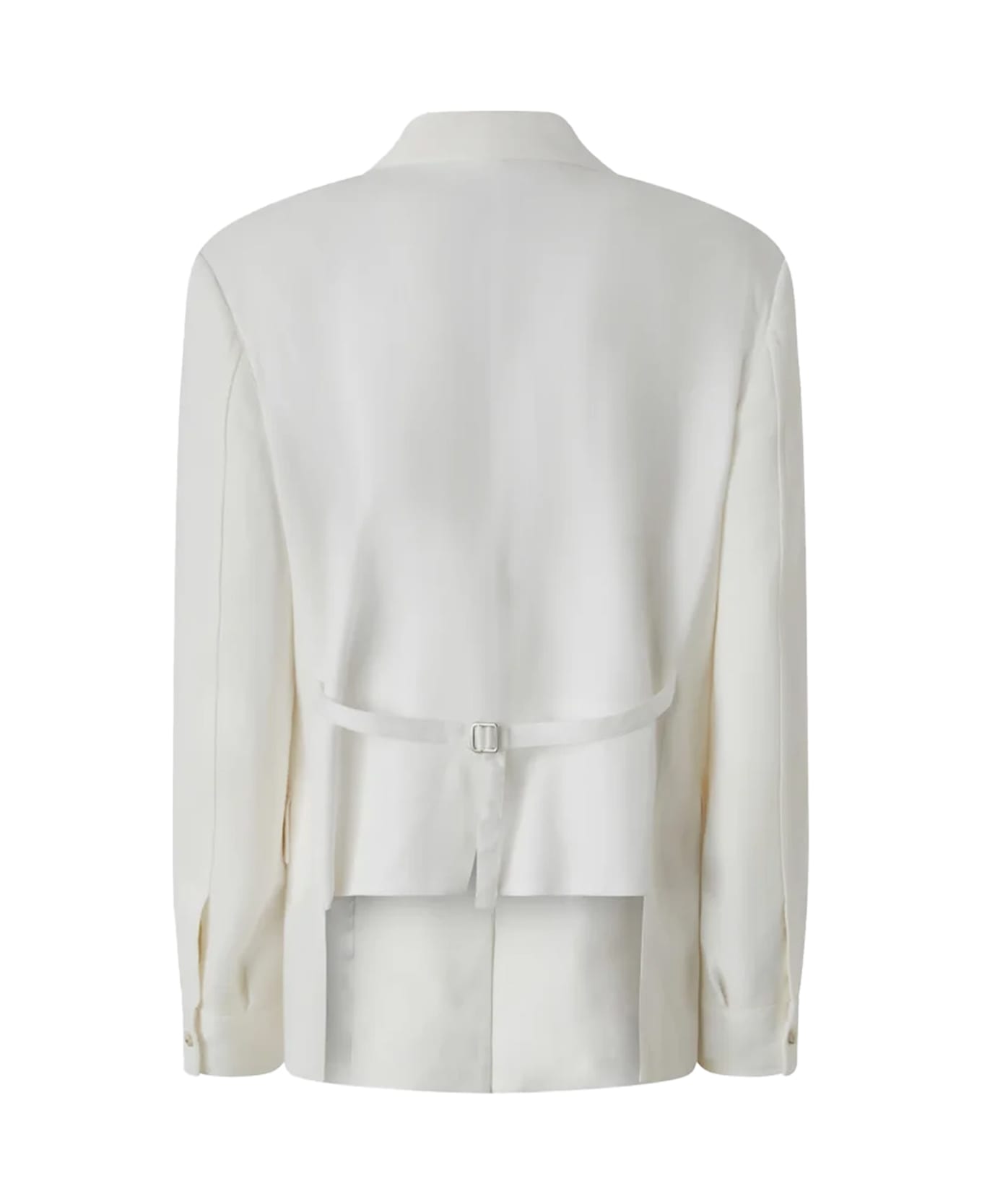 Pinko Viscose And Linen Single-breasted Jacket - White