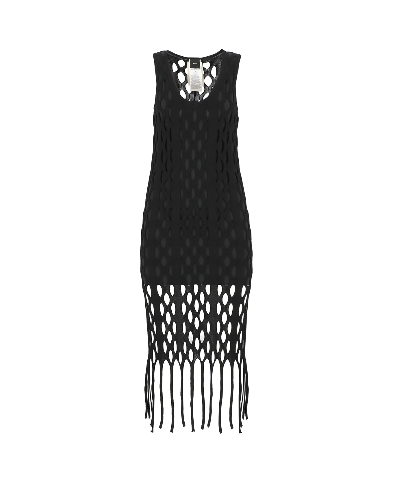 Pinko Fringed Sleeveless Maxi Dress - Black