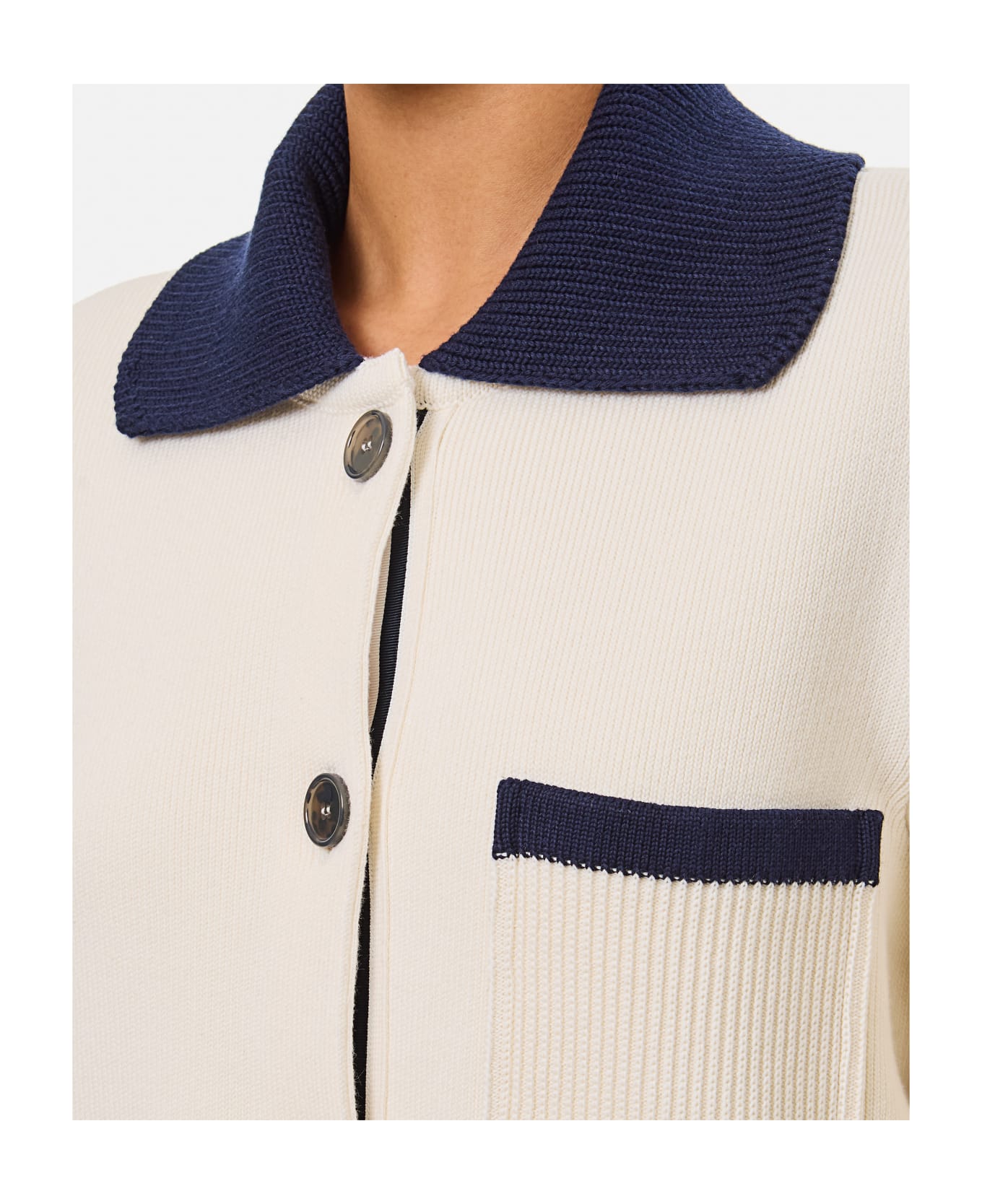 Thom Browne Polo Collar Cotton And Cashmere Jacket - White