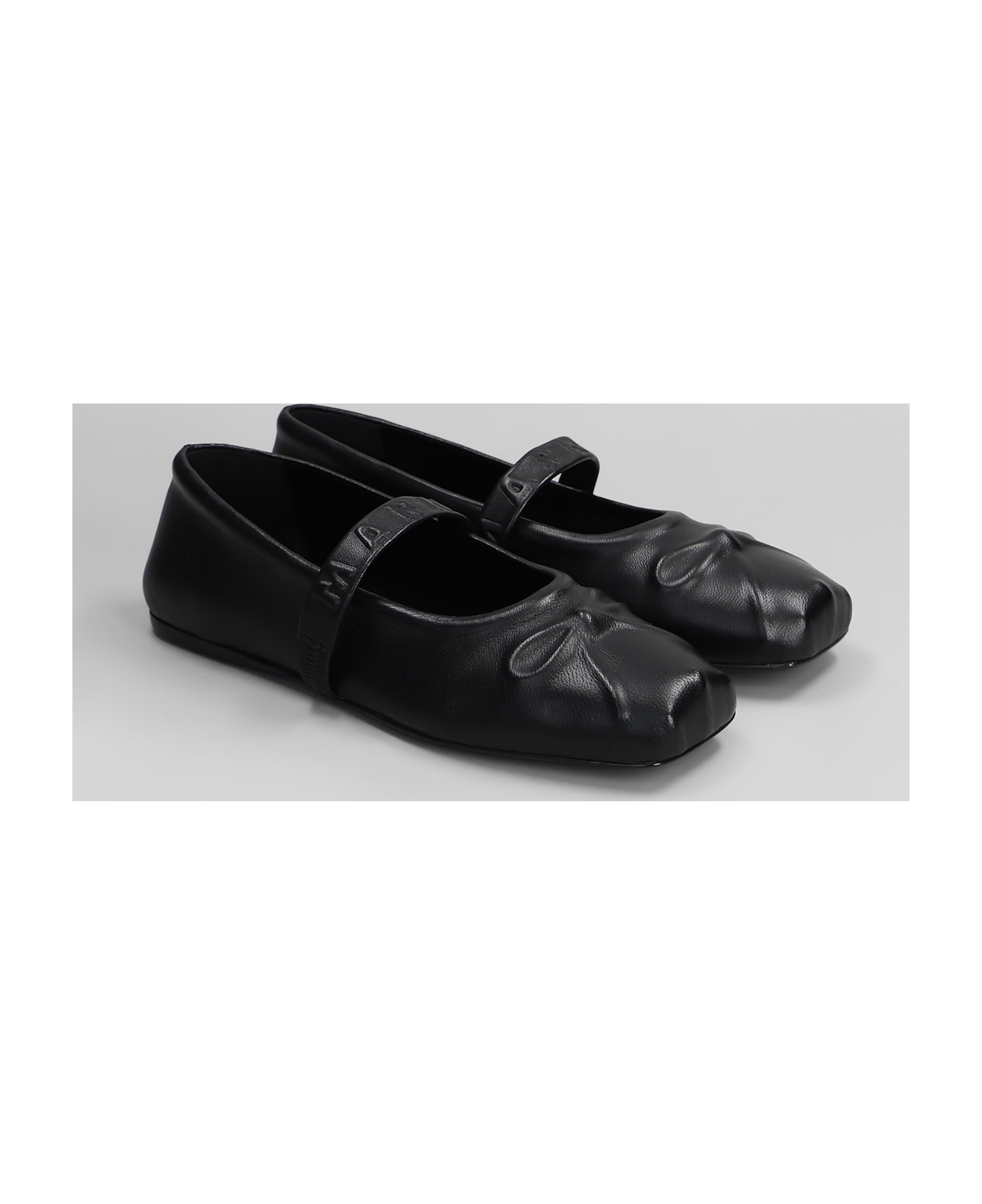 Marni Mary Jane Ballet Flats In Black Leather - black