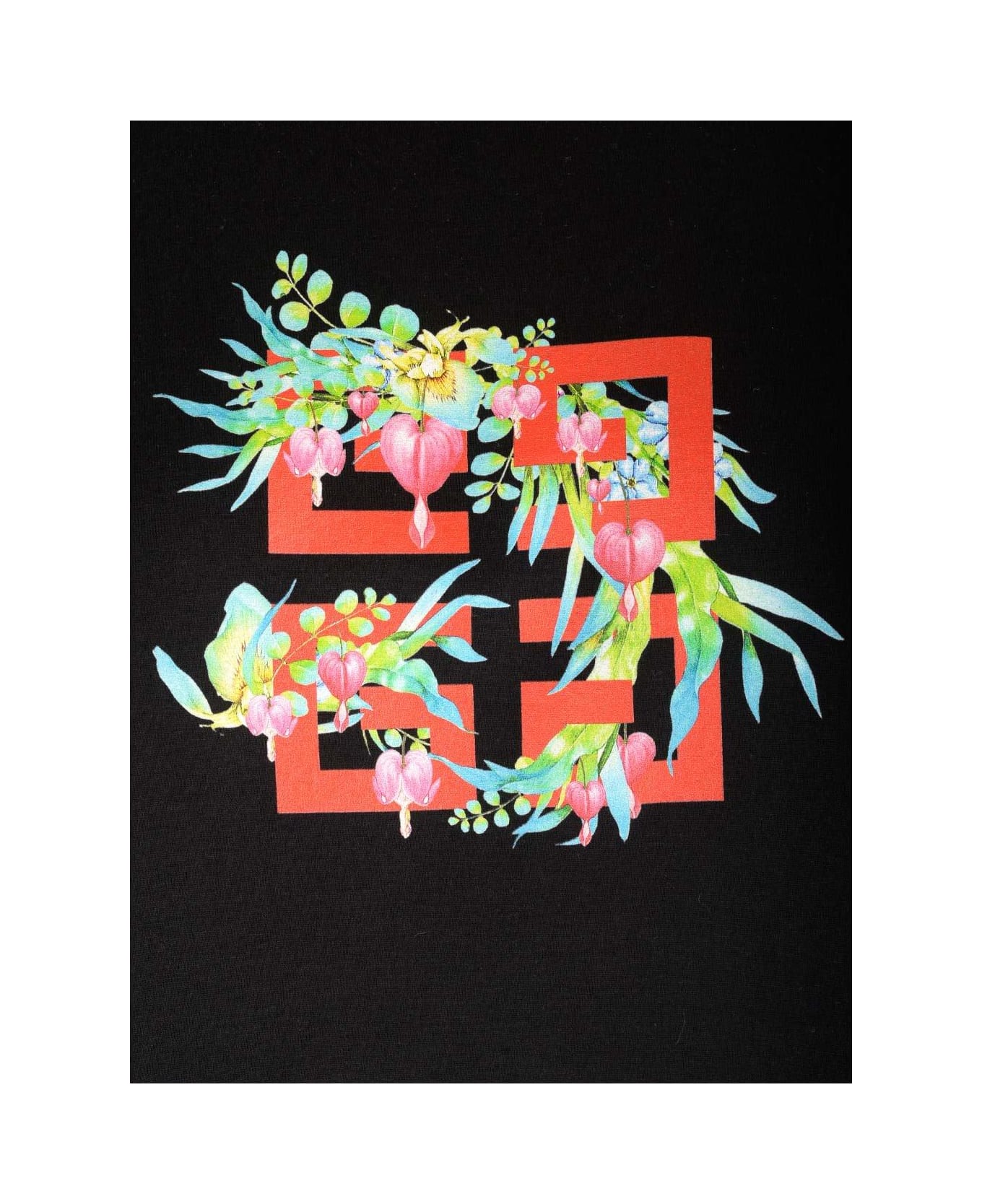 Givenchy 4g Flower Printed Crewneck T-shirt - Black