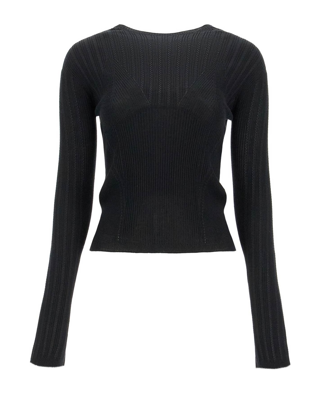 Lanvin Ribbed Crewneck Sweater - Black ニットウェア