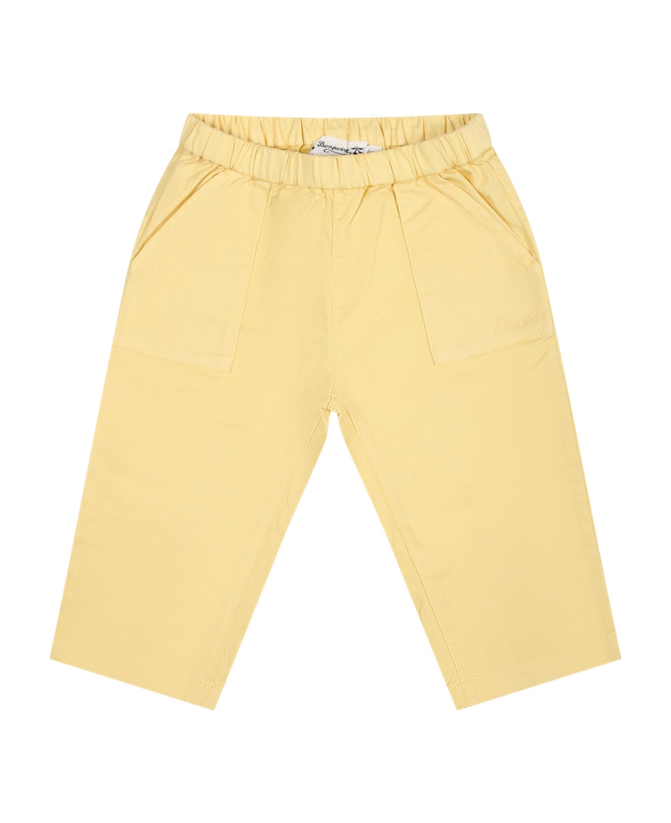 Bonpoint Yellow Trousers For Baby Boy With Logo - Yellow