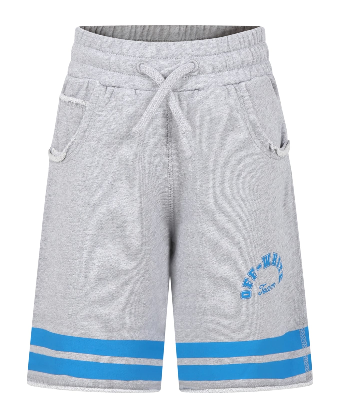 Off-White Gray Shorts For Boy With Logo - Grey
