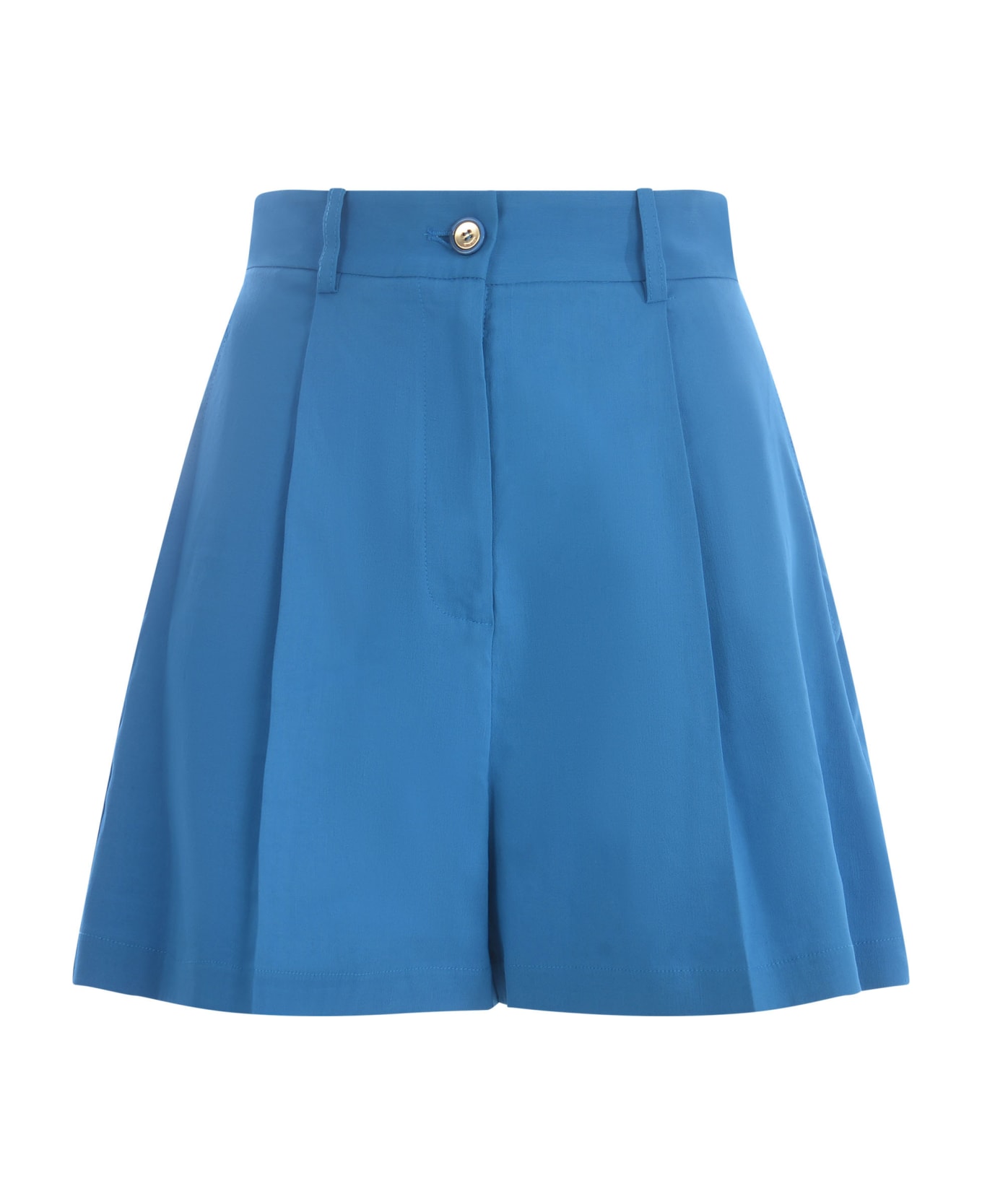 Pinko Shorts Pinko "sorridente" In Linen Blend - Azzurro