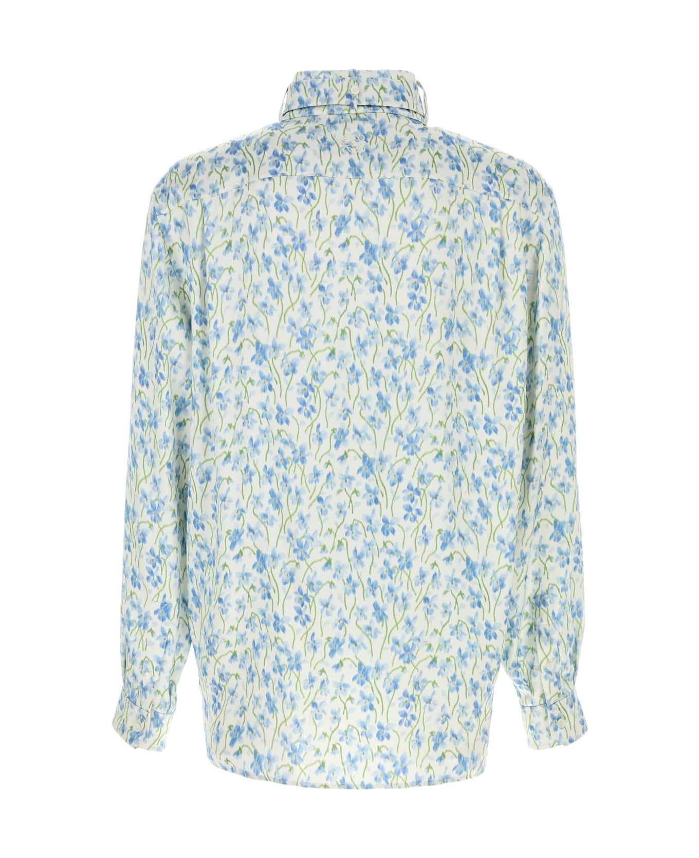 Loewe Printed Satin Shirt - WHITEBLUE