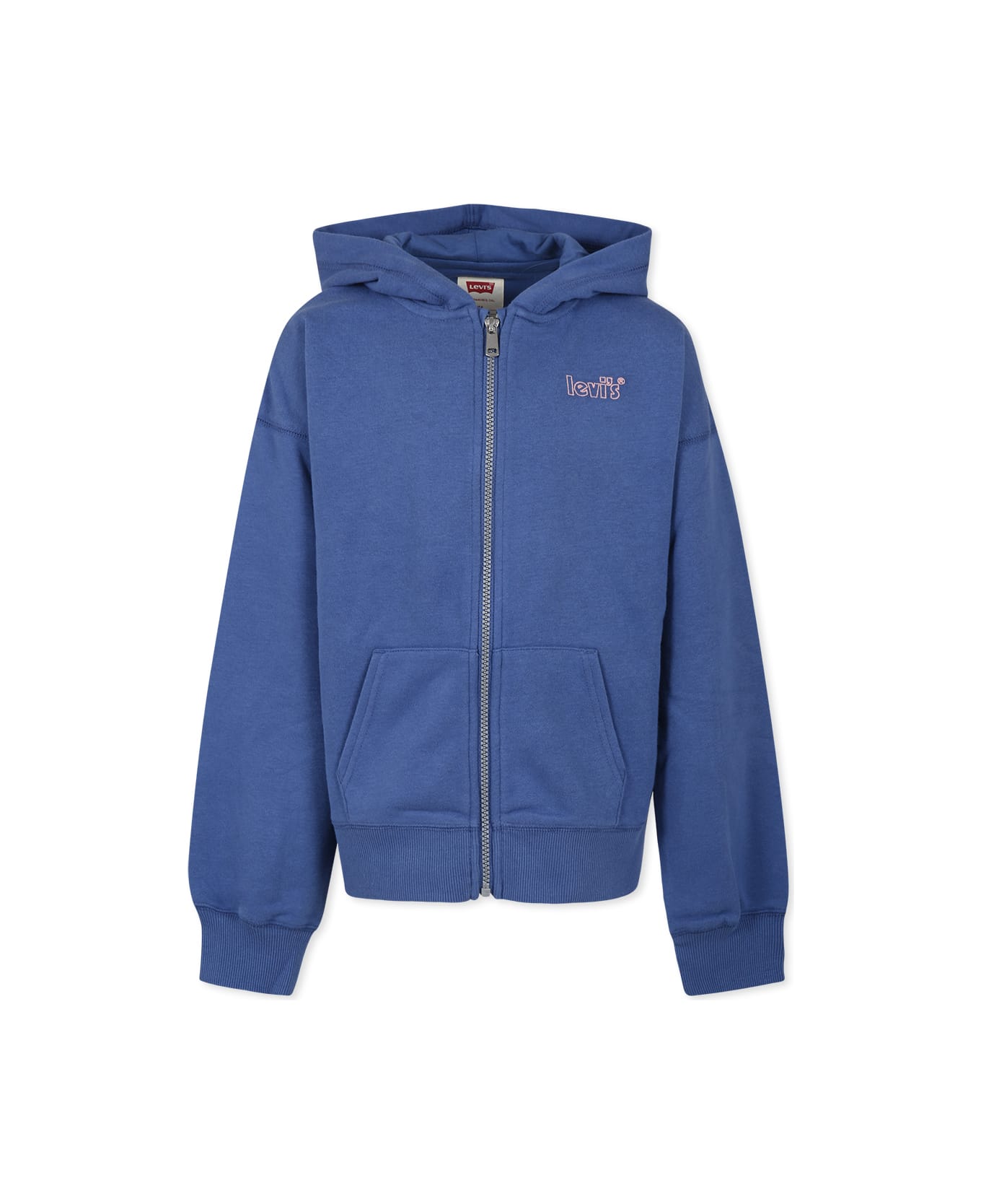 Levi's Blue Sweatshirt For Girl With Pink Logo - Blue