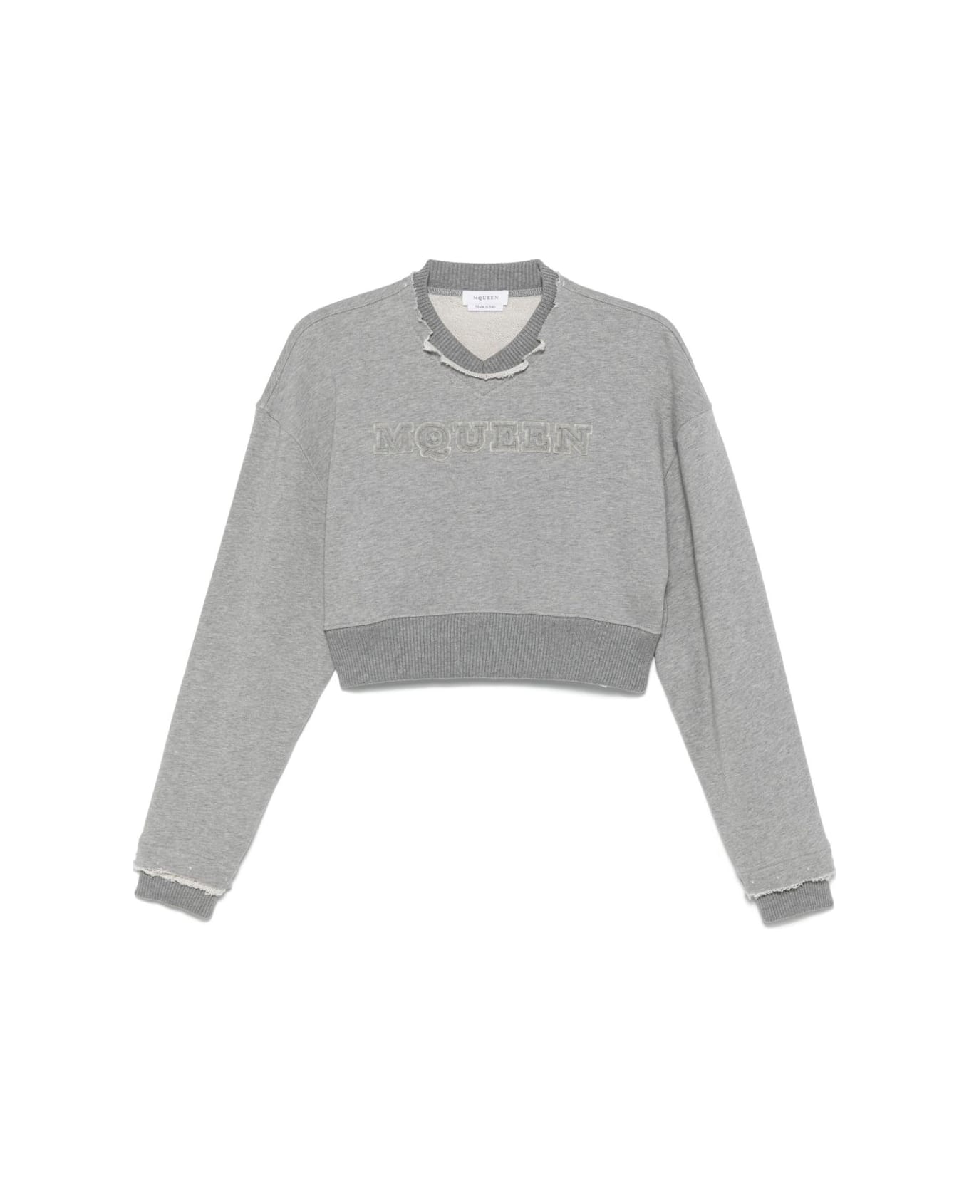 Alexander McQueen Logo Cotton Cropped Sweatshirt - Grey