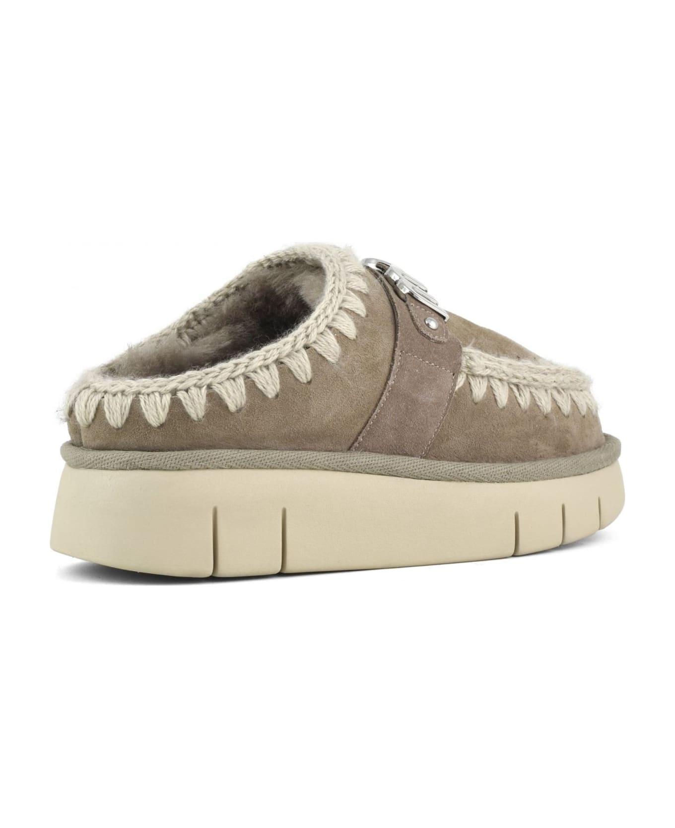 Mou Grey Double-face Sheepskin Bounce Clog - Grey